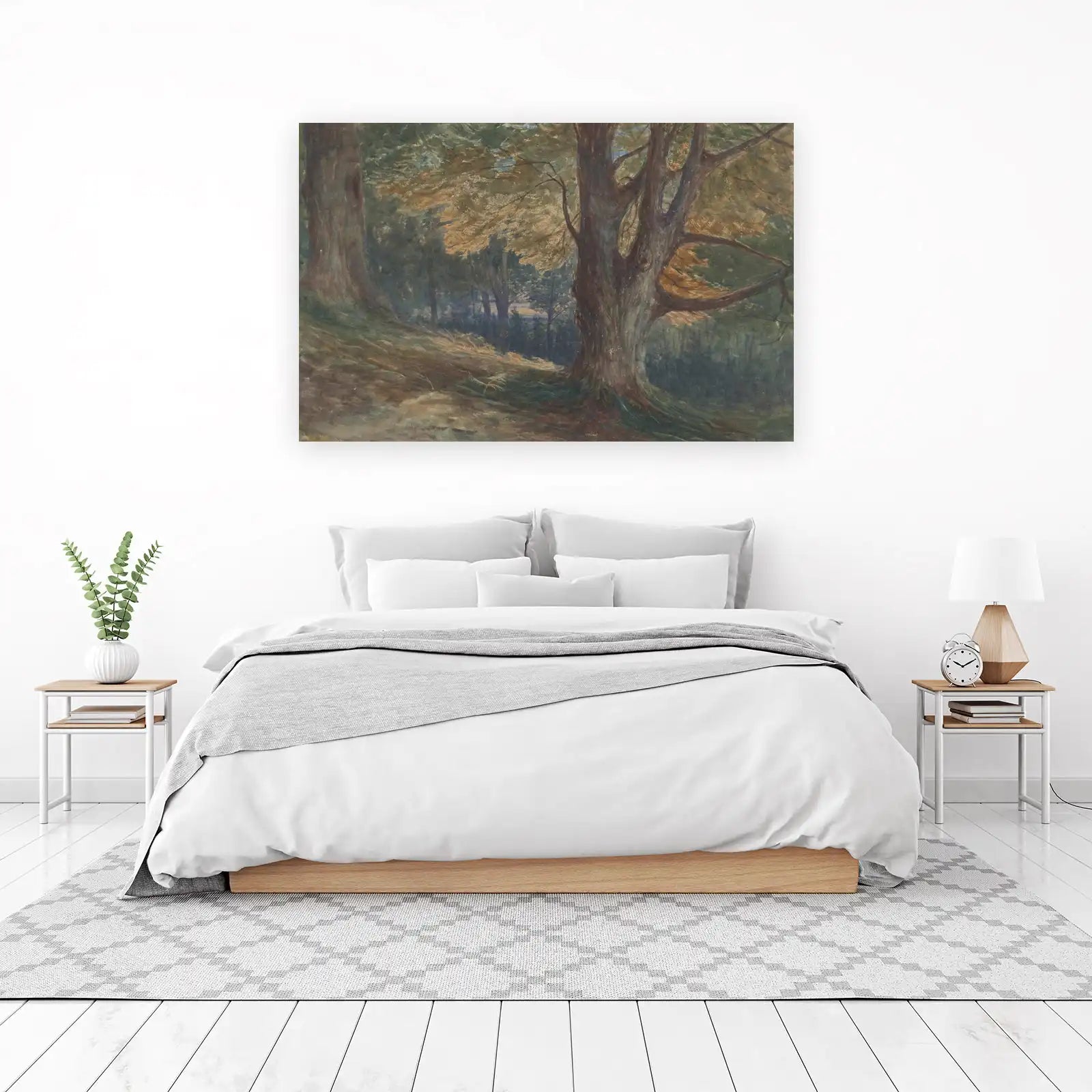 Serene Woodland Path Watercolor Wall Art