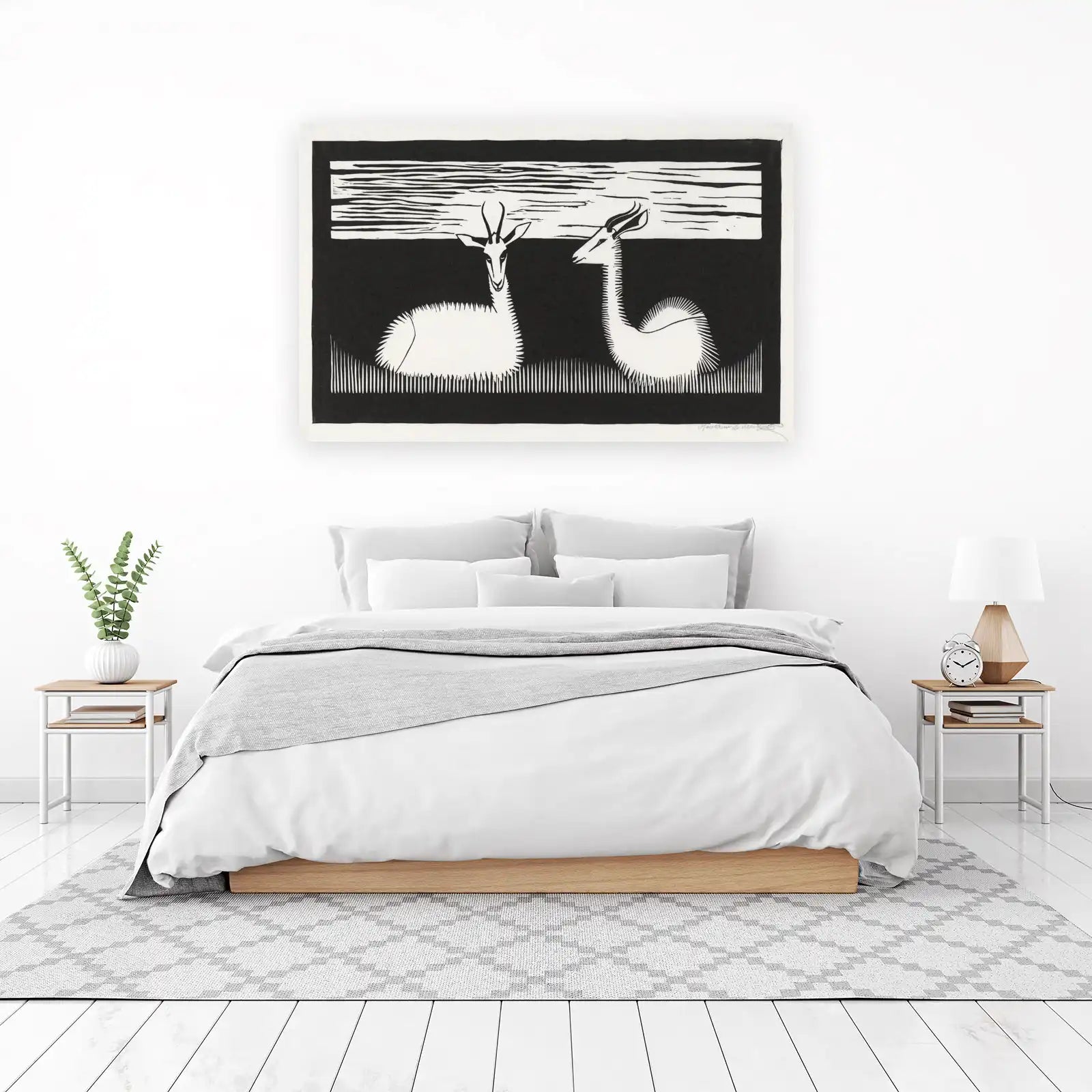 Elegant Antelope Duo Black & White Wall Art