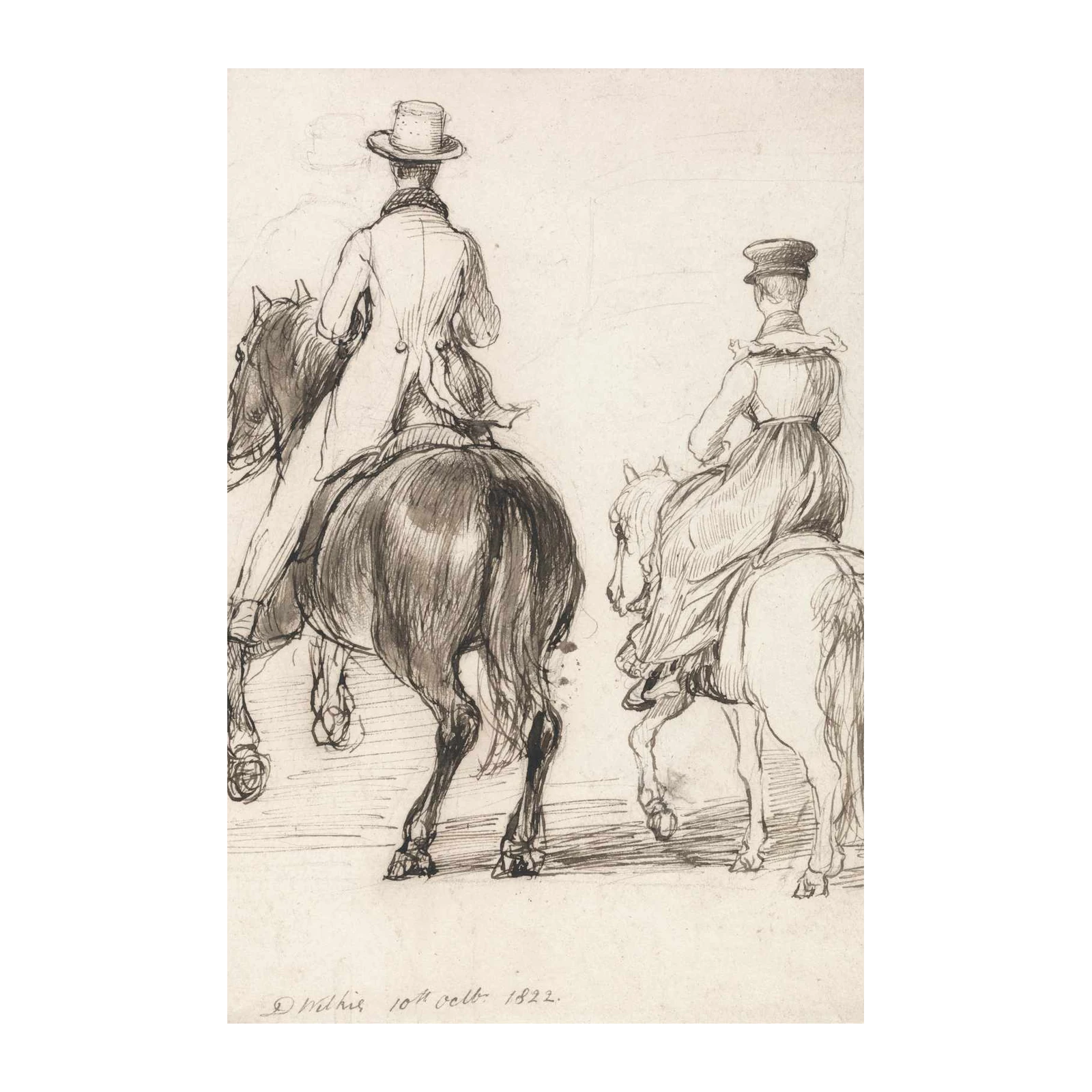 Vintage Horseback Riding Sketch Wall Art