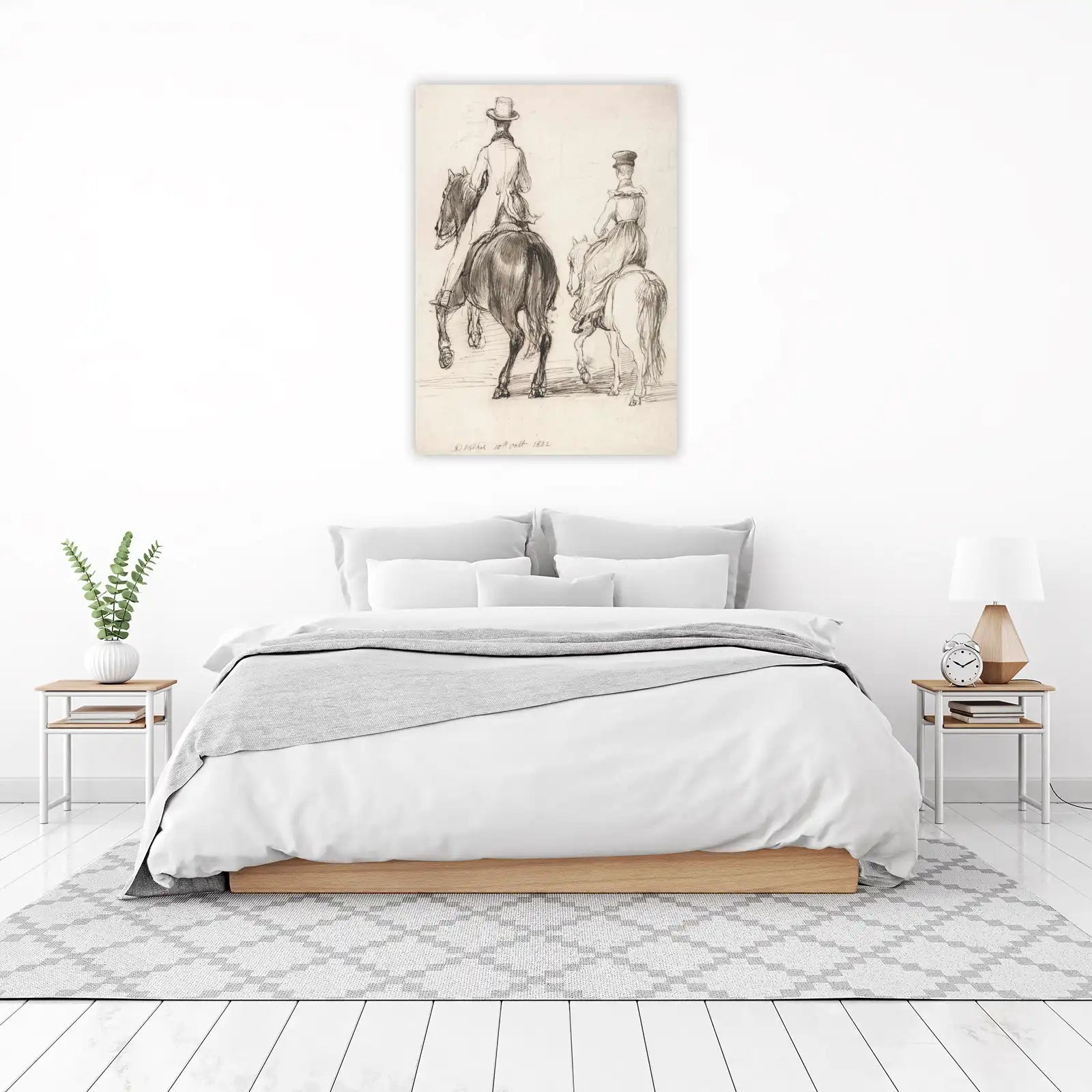 Vintage Horseback Riding Sketch Wall Art