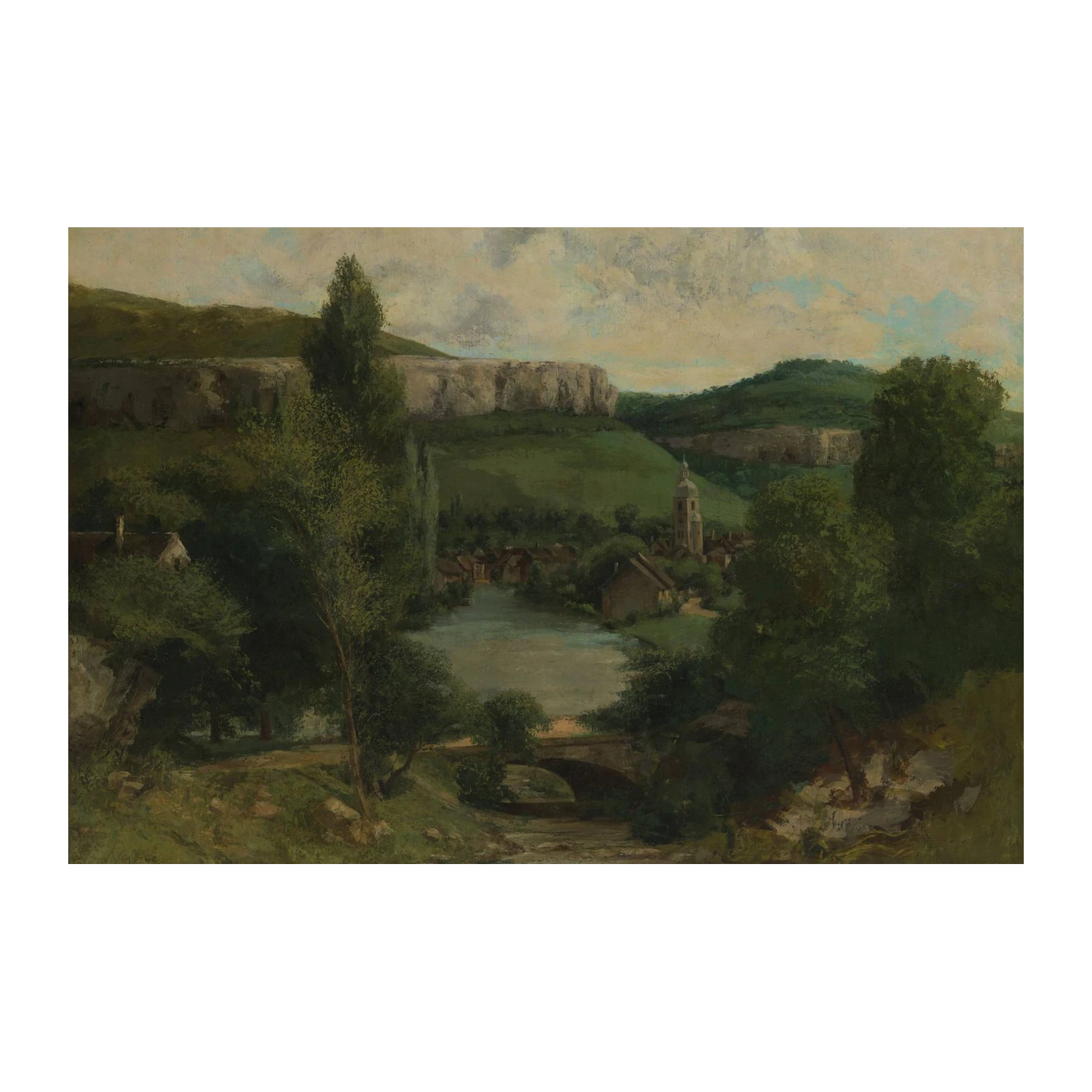Serene Village Landscape Wall Art