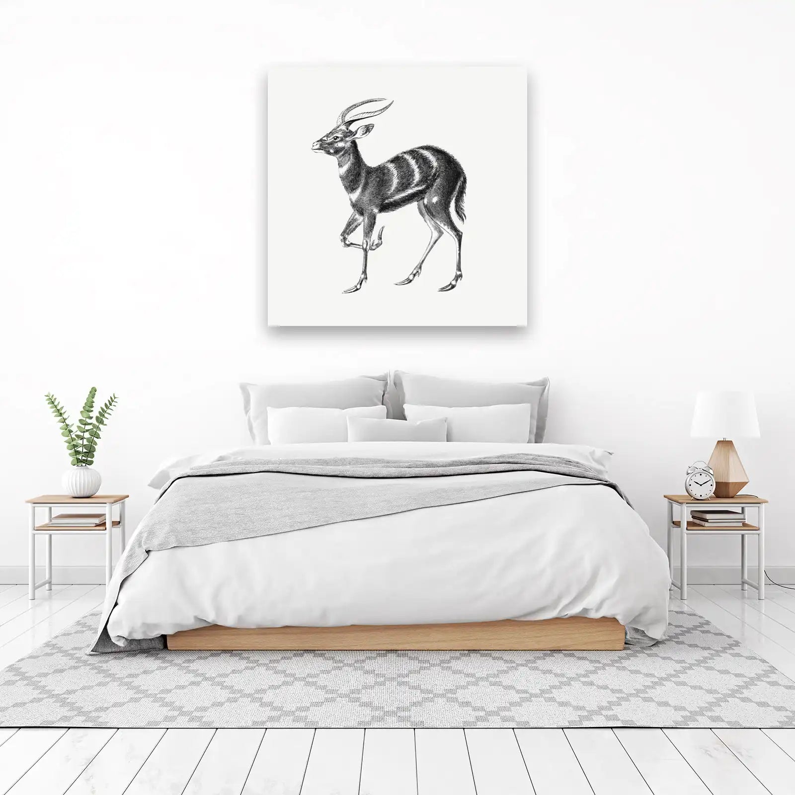 Elegant Nyala Antelope Vintage Sketch Wall Art