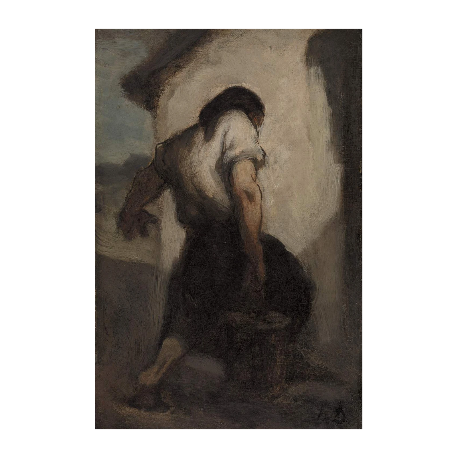 Man Working Hard Realistic Oil Painting Wall Art
