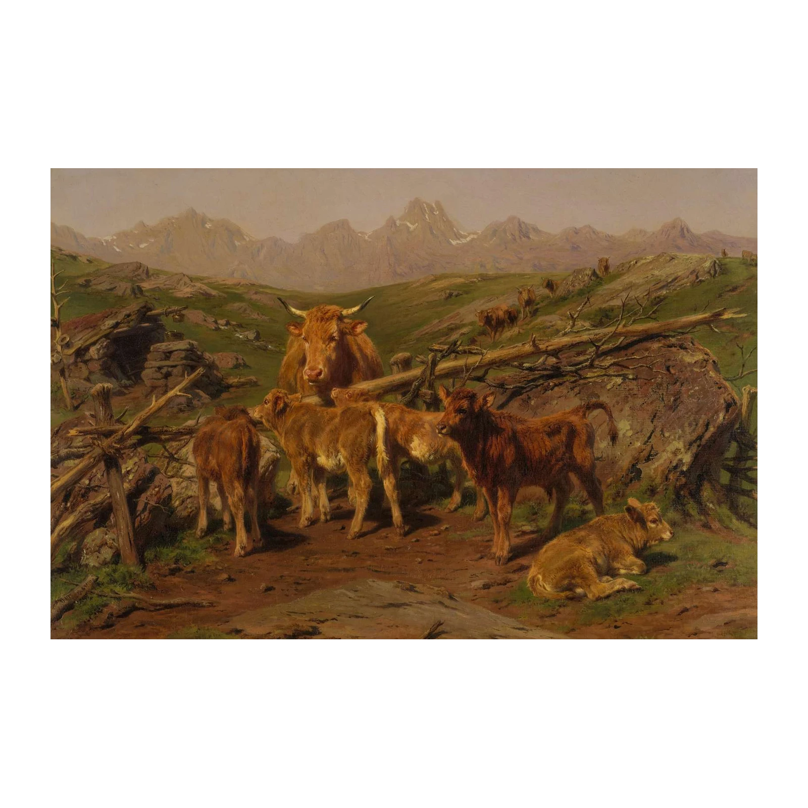 Rustic Mountain Cattle Herd Wall Art