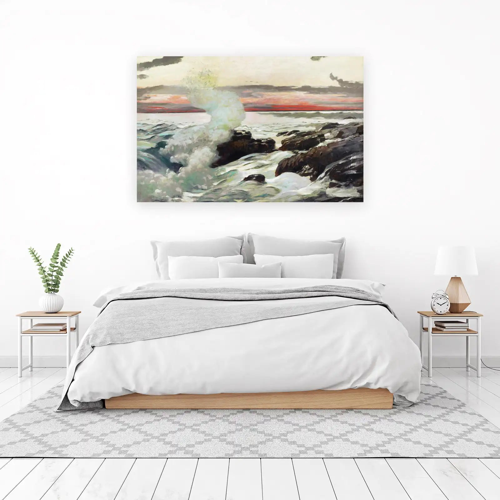 Dynamic Coastal Sunset Wave Wall Art