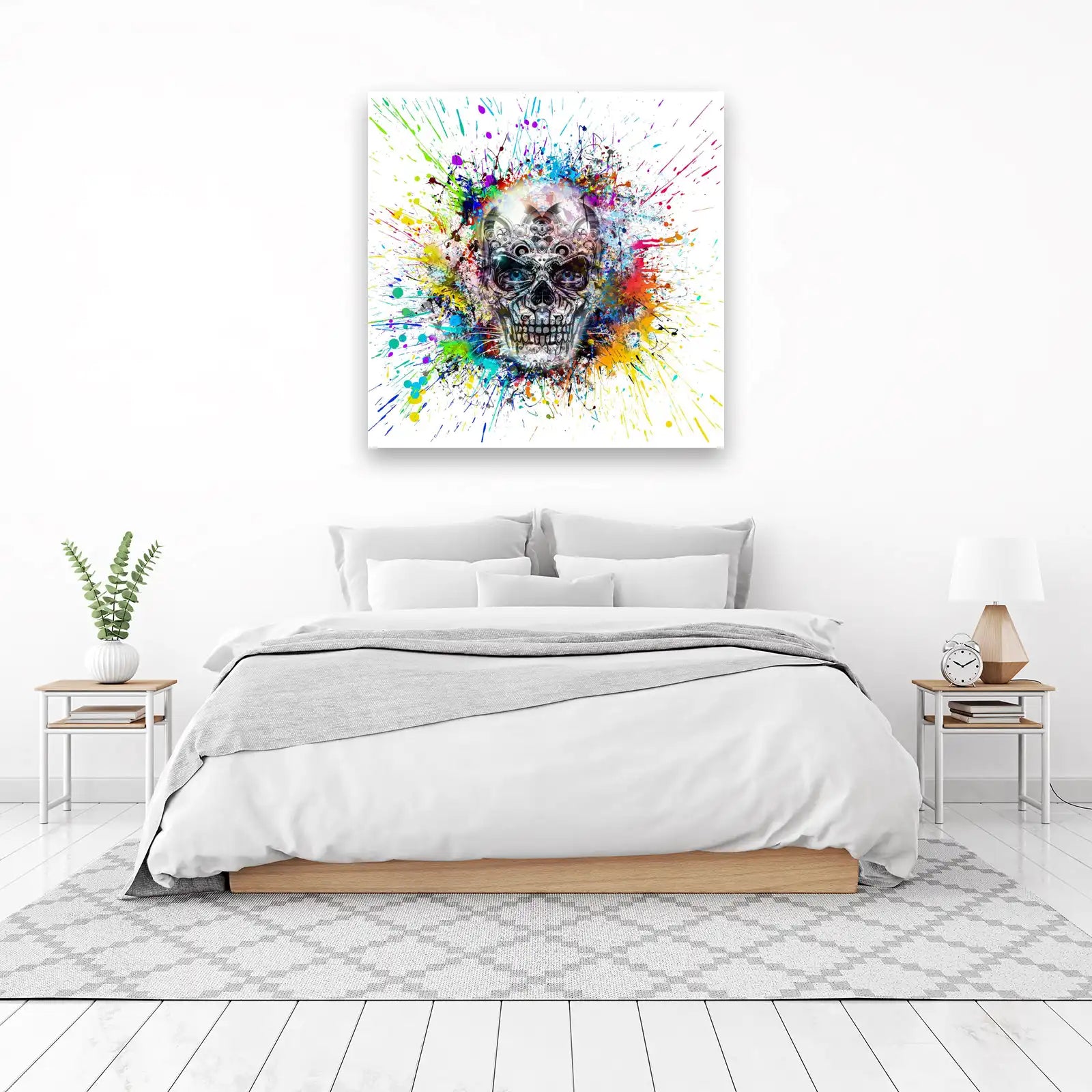 Vibrant Steampunk Skull Splash Wall Art
