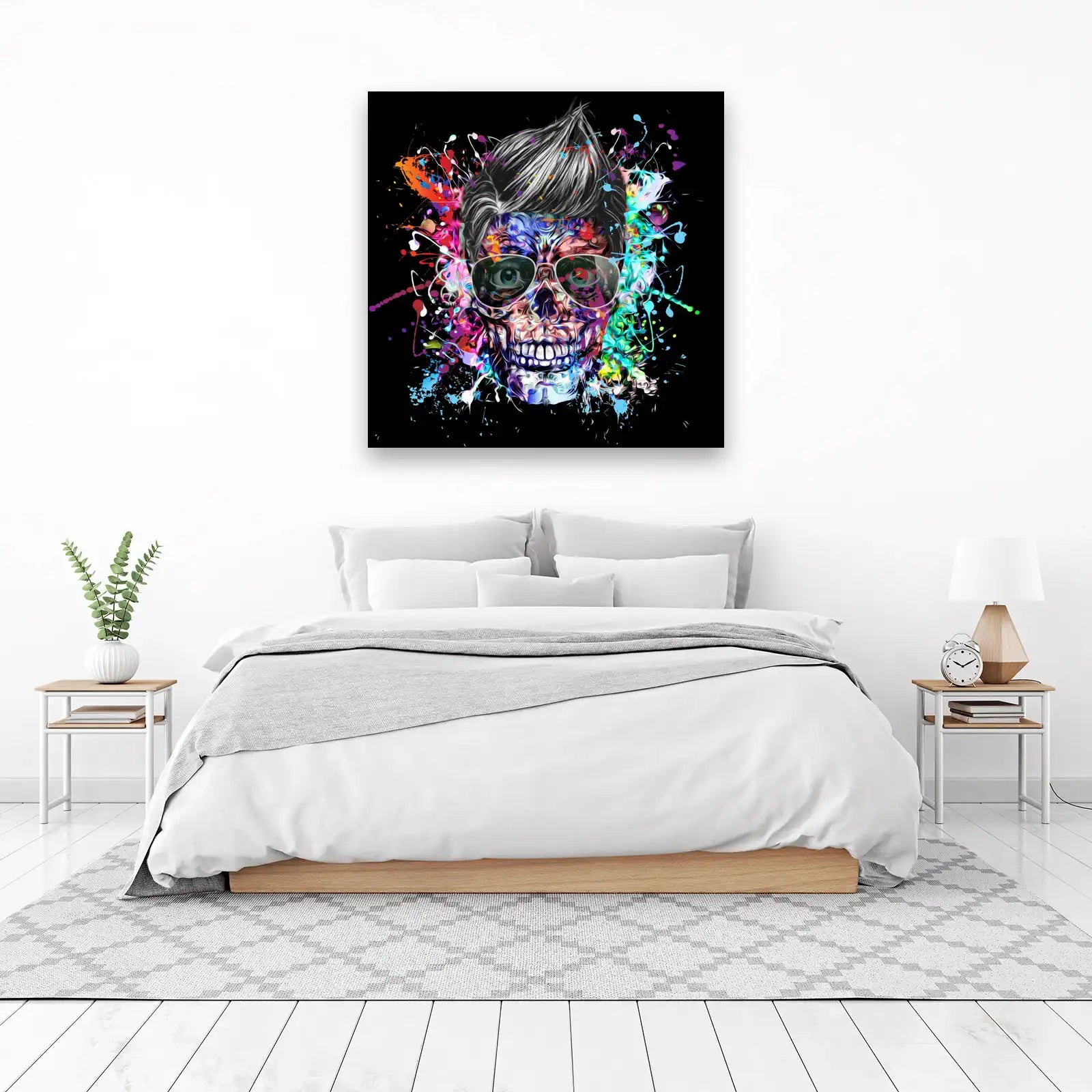 Vibrant Skull Graffiti Art Wall Art