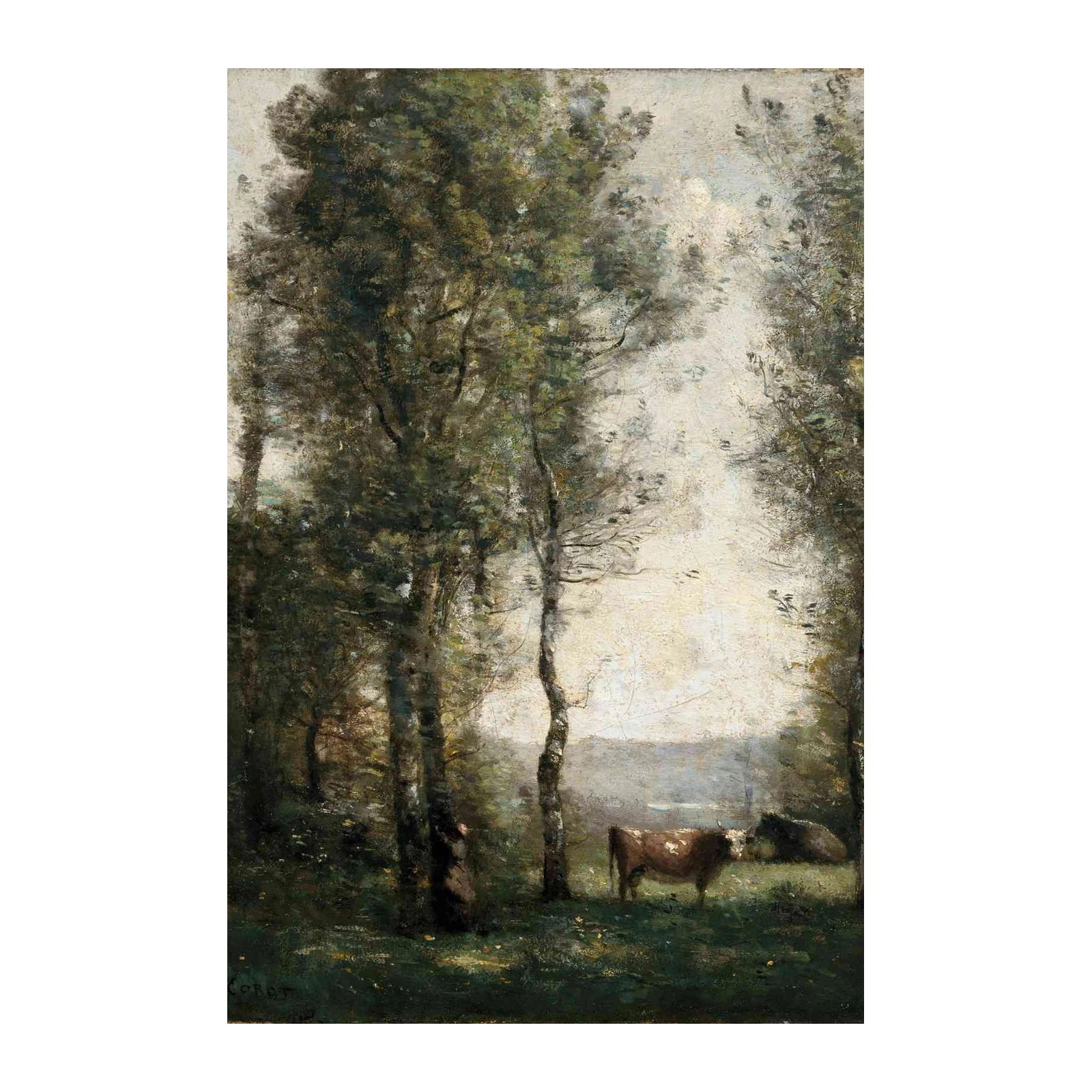 Tranquil Pastoral Cows Landscape Wall Art