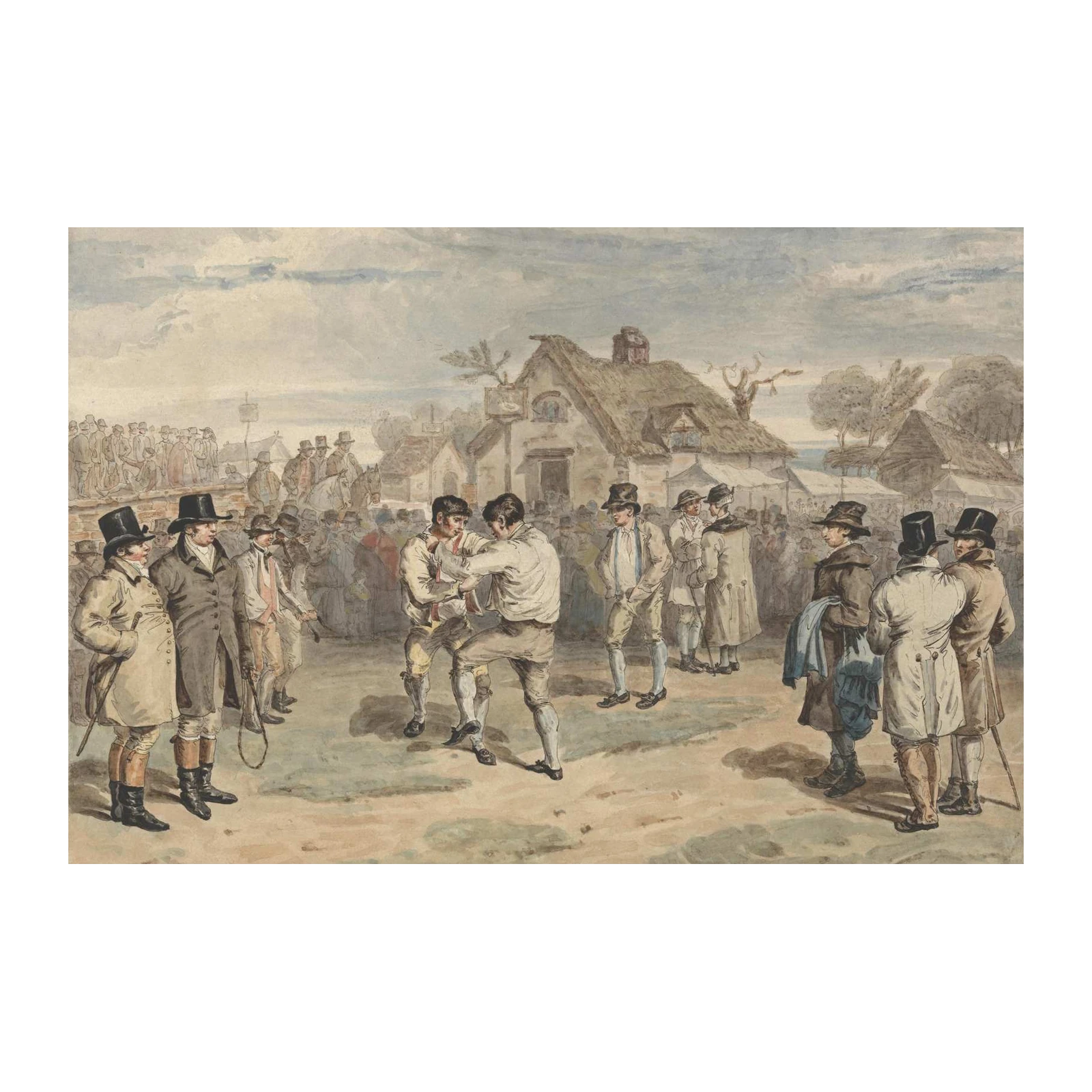 Vintage Boxing Match Rural Scene Wall Art
