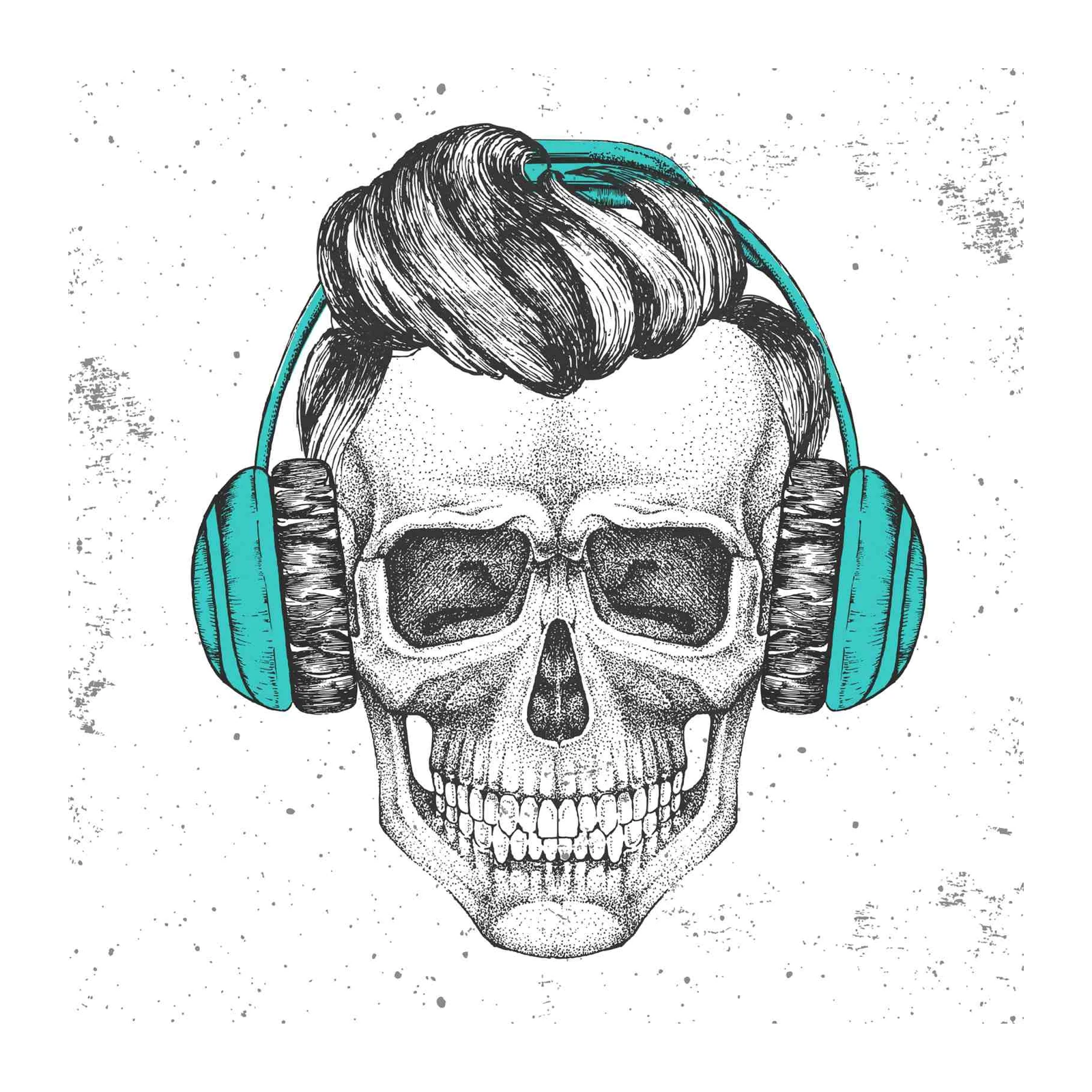 Cool Skull with Headphones Wall Art