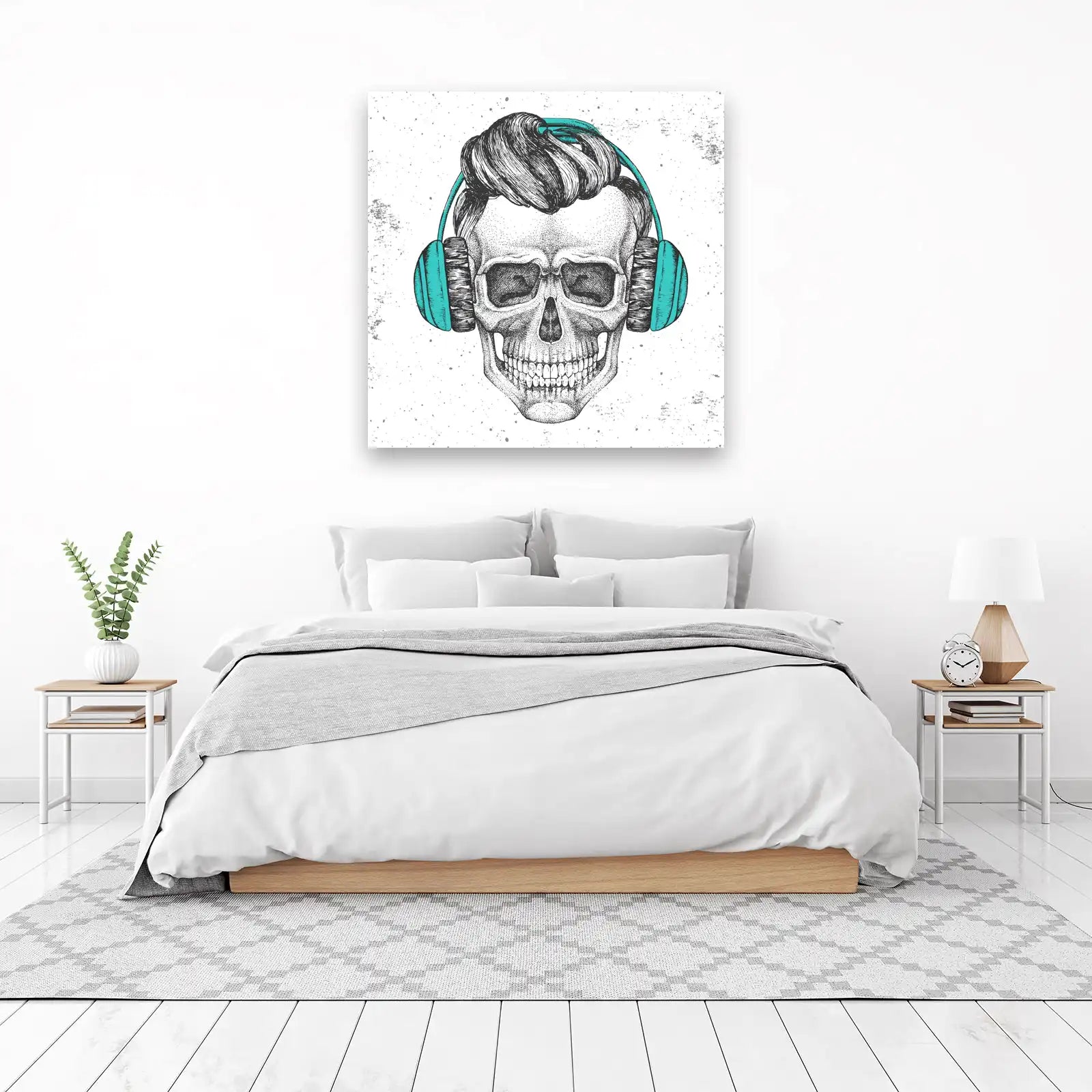 Cool Skull with Headphones Wall Art