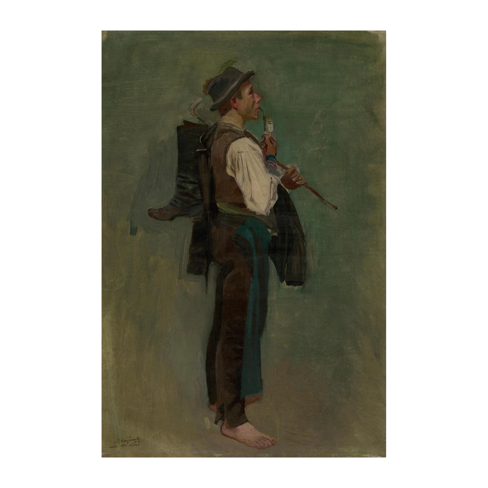 Vintage Traveler with Pipe Wall Art