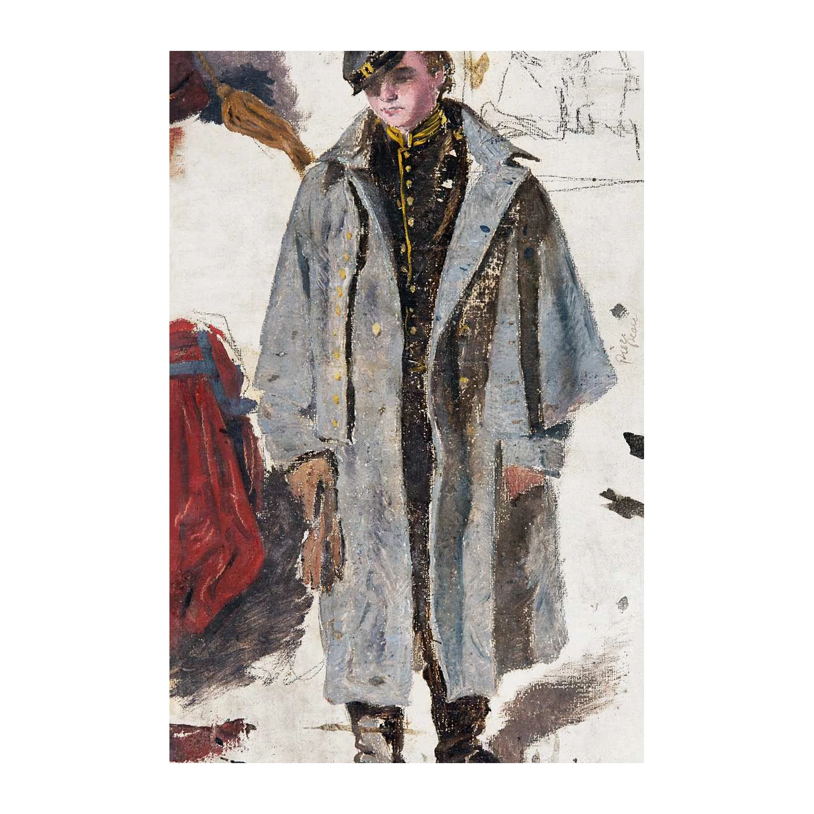 Vintage Military Portrait Oil Painting Wall Art