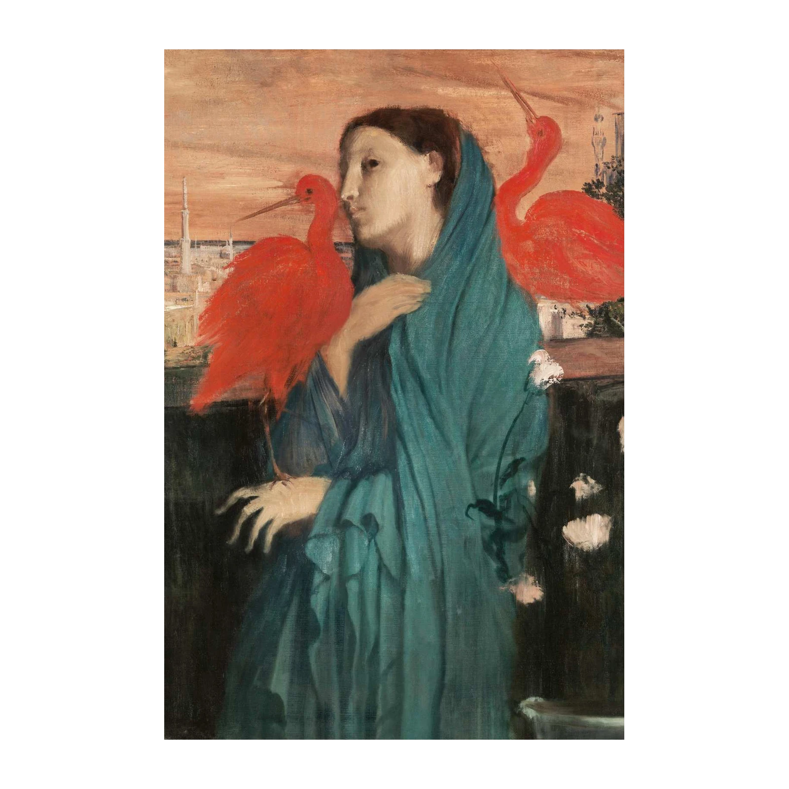 Mysterious Woman with Scarlet Ibises Wall Art