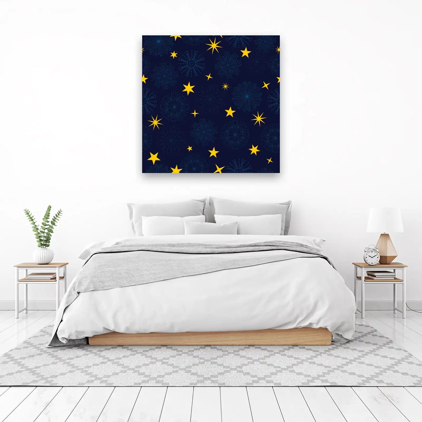 Whimsical Starry Night Snowflake Wall Art