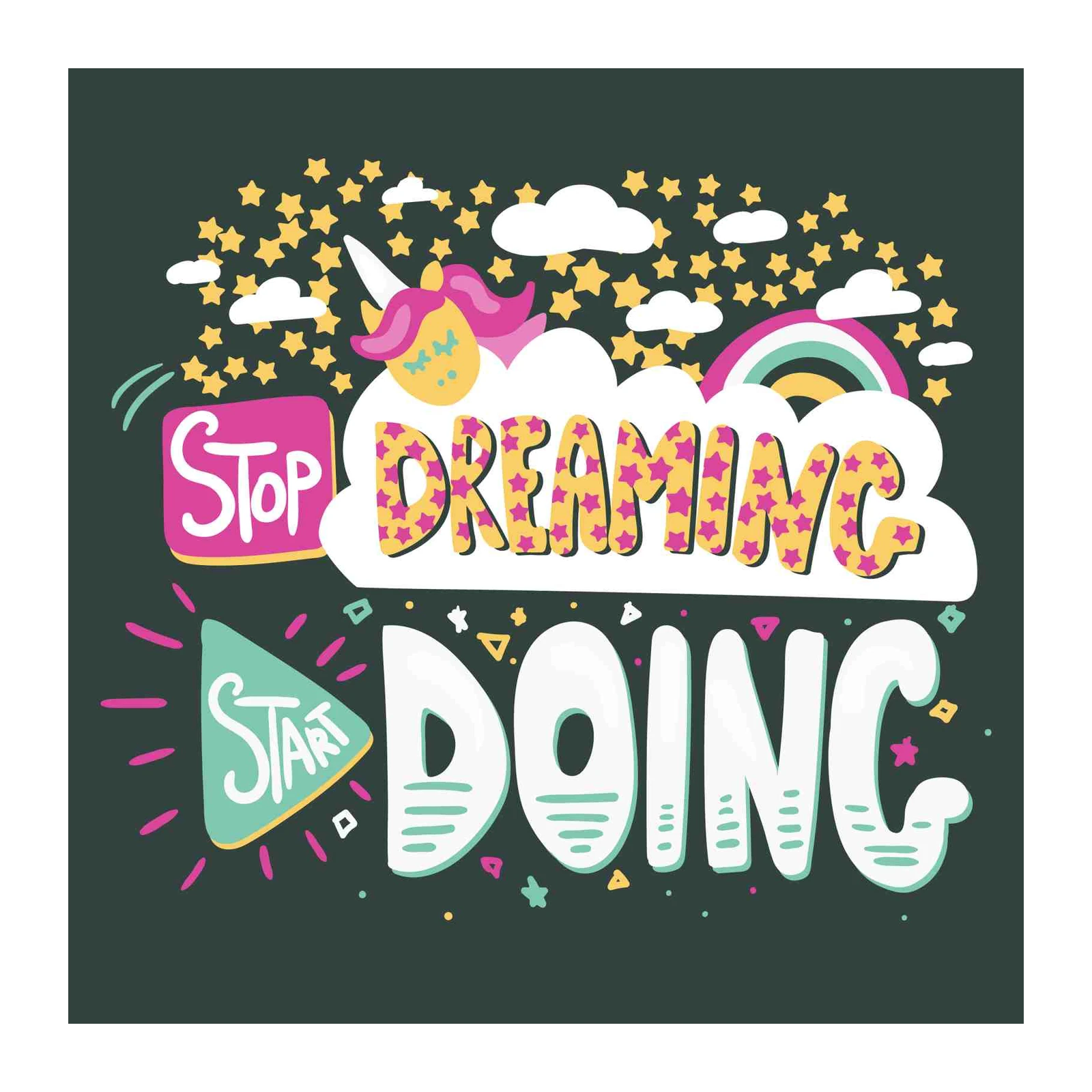 Stop Dreaming Start Doing Unicorn Wall Art