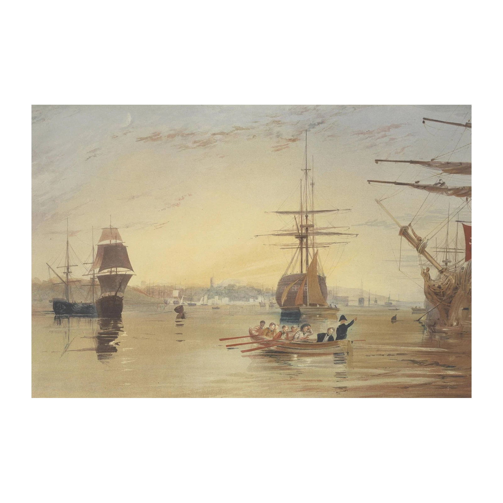 Nautical Seascape Sailboat Harbour Wall Art