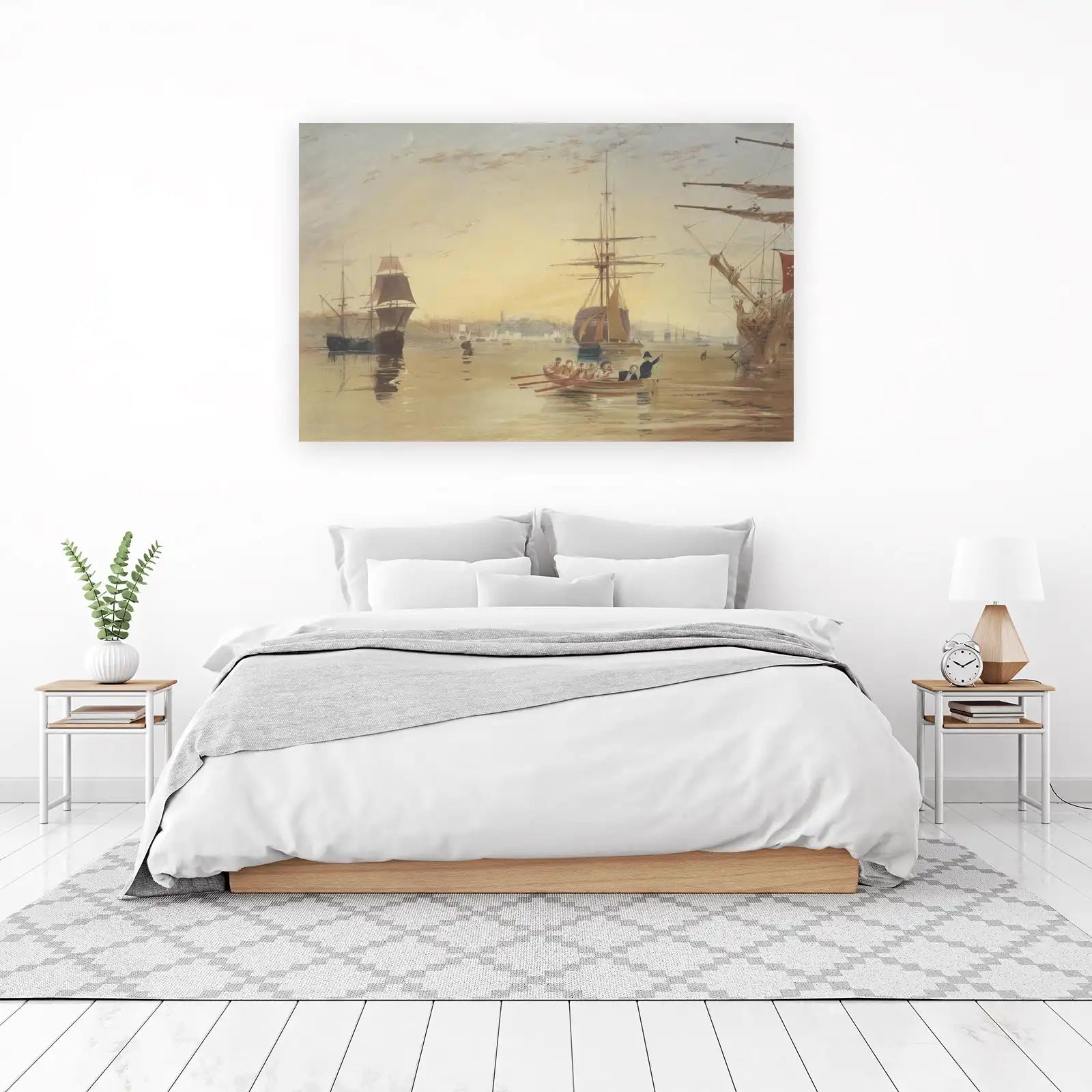 Nautical Seascape Sailboat Harbour Wall Art