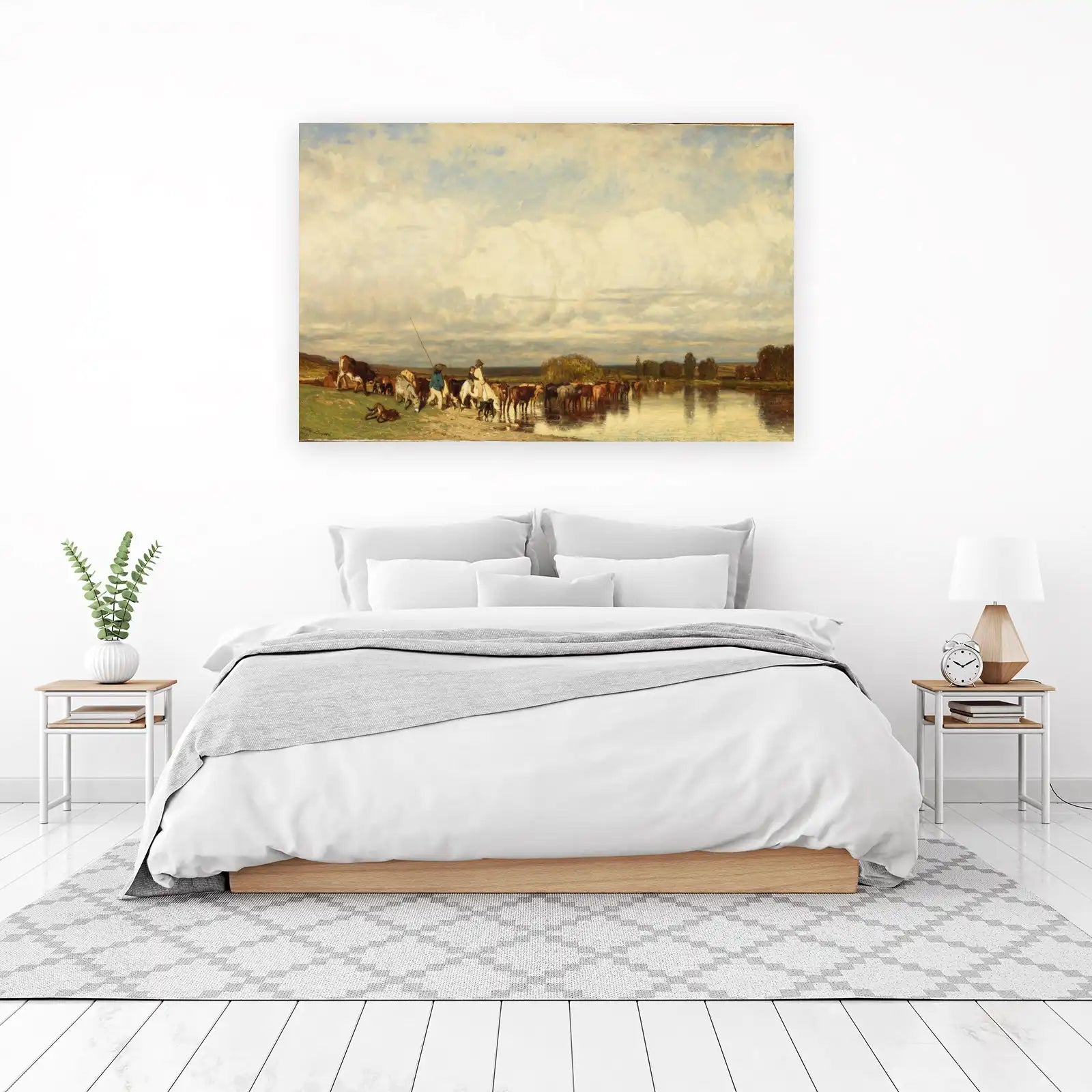 Pastoral Cattle Watering Landscape Wall Art