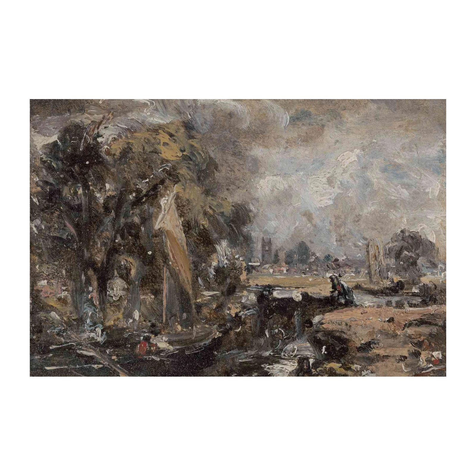 Dramatic River Landscape Oil Painting Wall Art