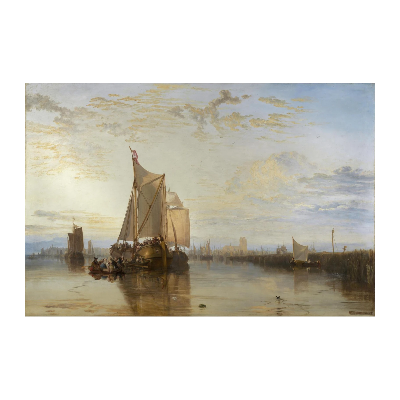 Seascape with Sailboats and Cityscape Wall Art