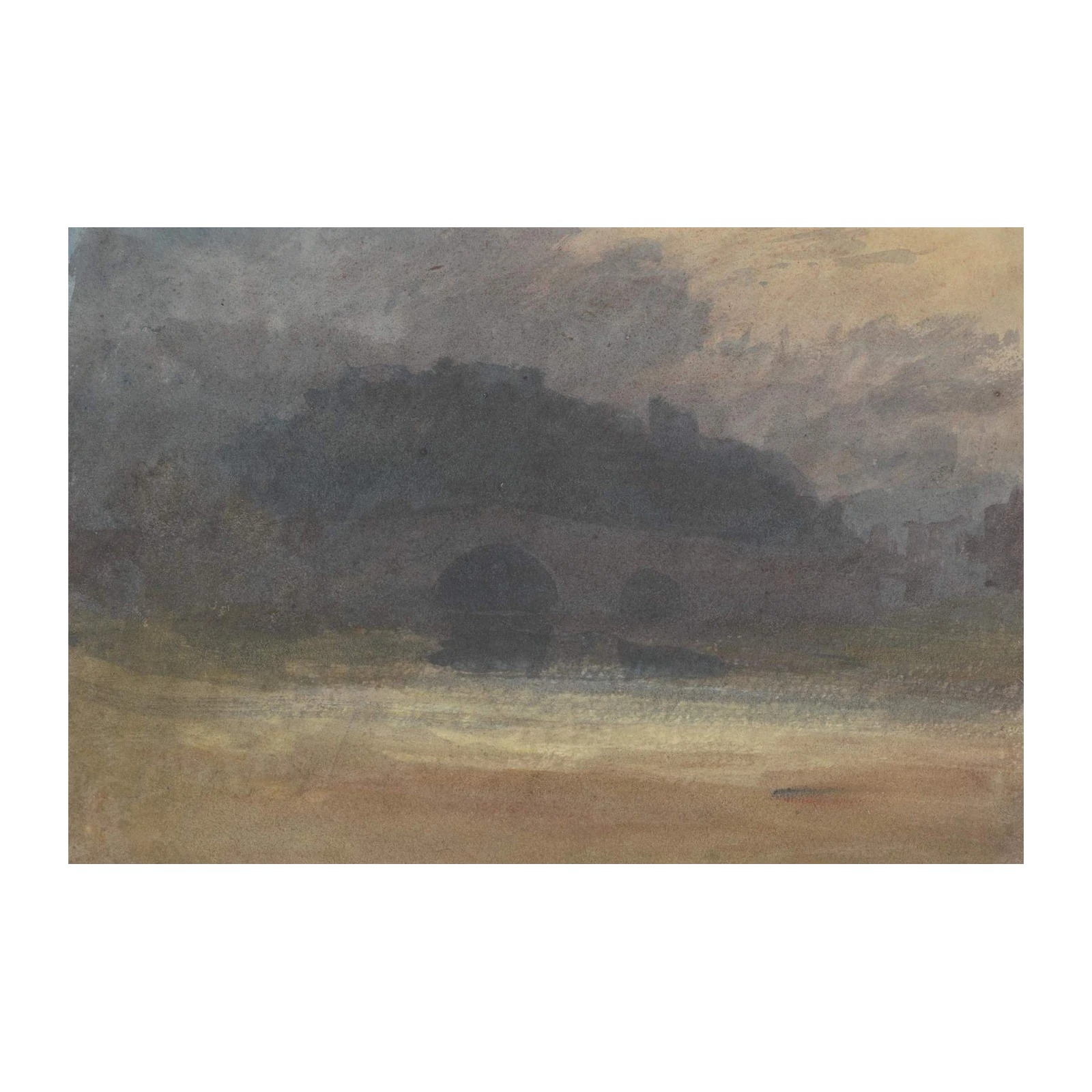 Misty River Landscape with Bridge Wall Art