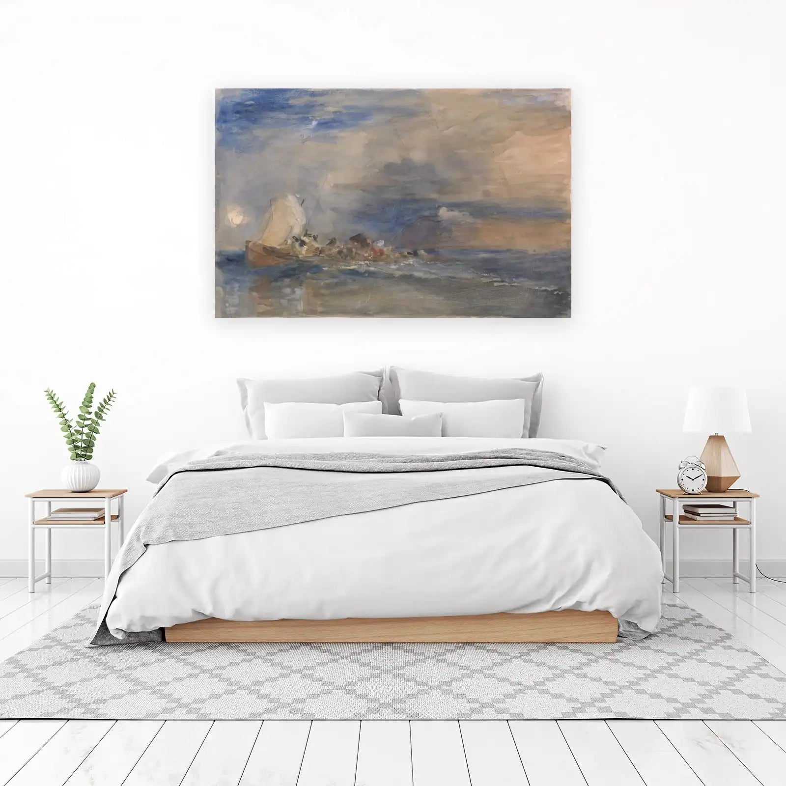 Stormy Seasboat Watercolor Wall Art