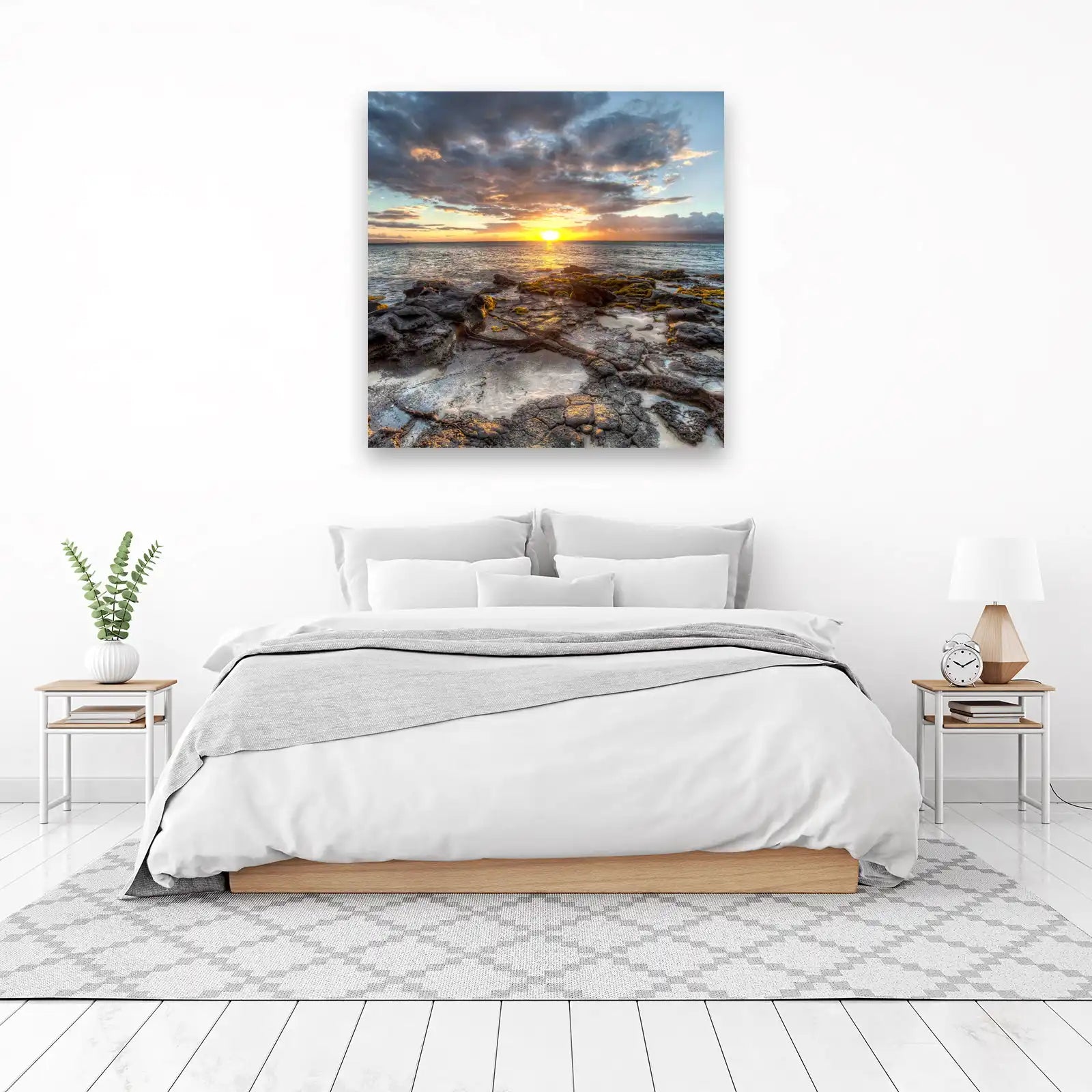 Coastal Sunset Lava Rocks Wall Art