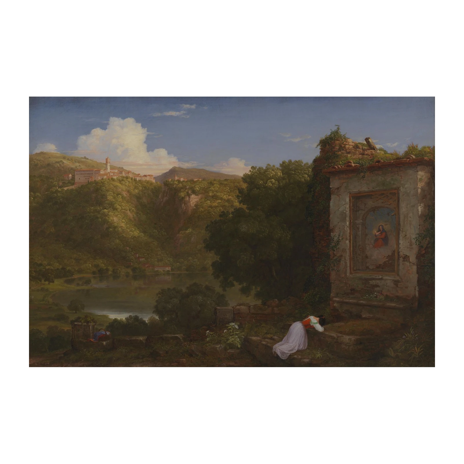 Serene Italian Landscape with Madonna Wall Art