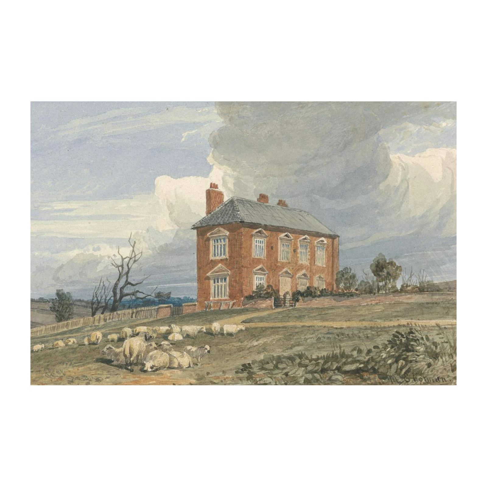 Serene Countryside Sheep & House Wall Art
