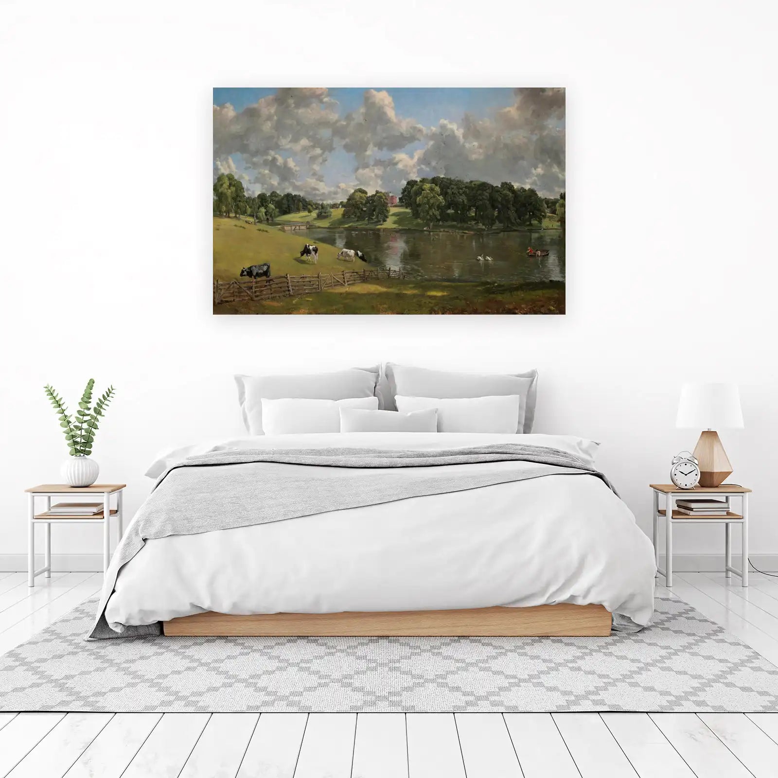 Serene Pastoral Landscape Oil Painting Wall Art