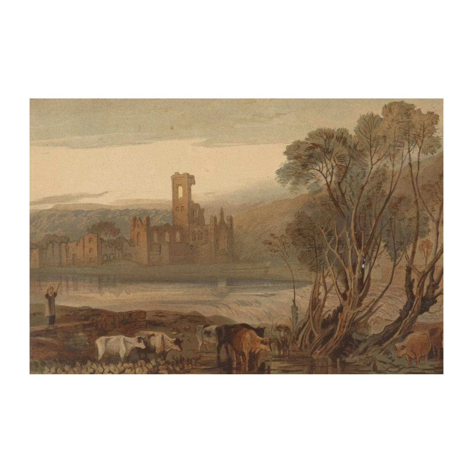 Serene Countryside Ruins Landscape Wall Art