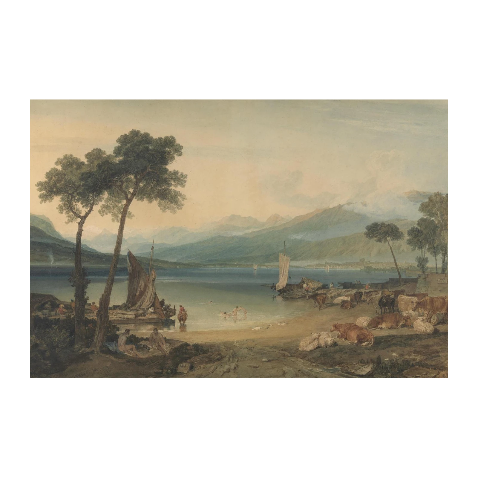 Tranquil Lakeside Scene Landscape Wall Art
