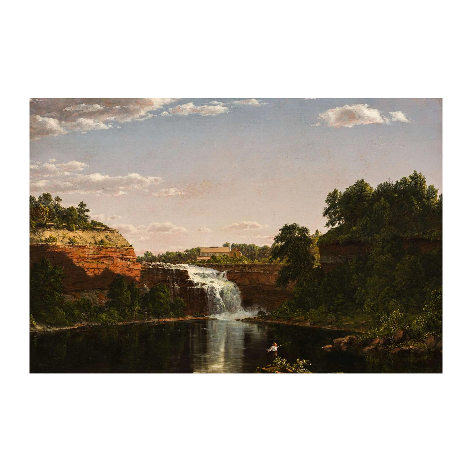 Majestic Waterfall & Fishing Serenity Wall Art