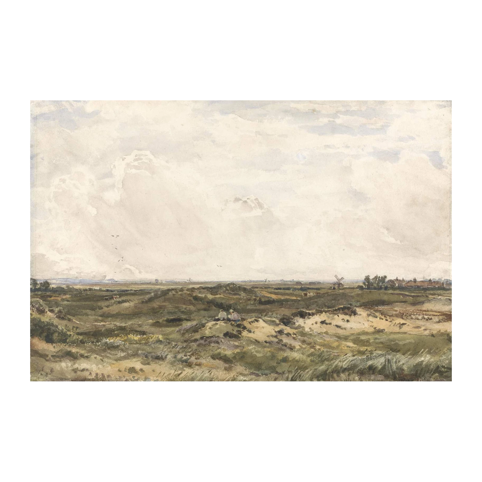 Serene Dutch Landscape Windmills Wall Art