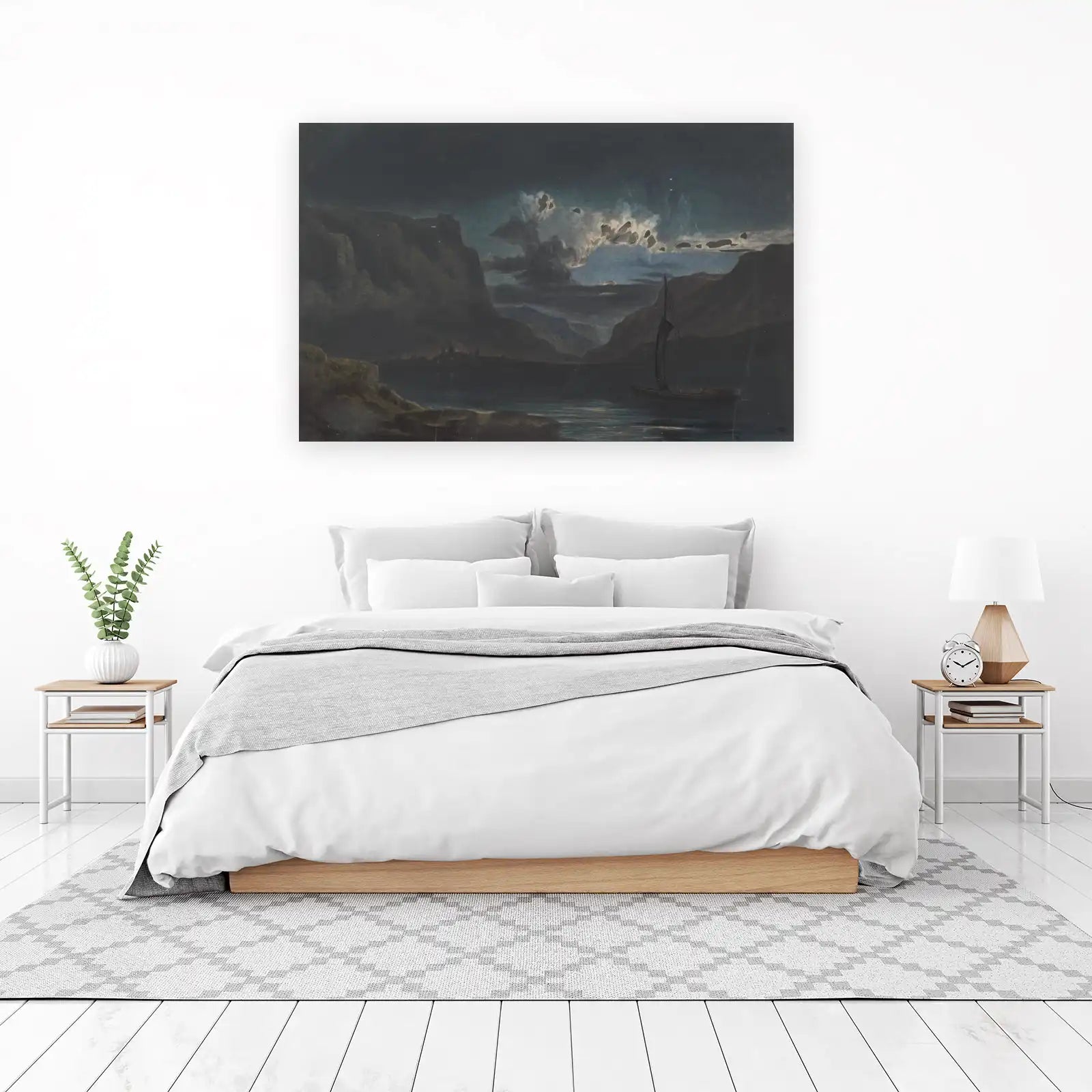Moonlit Sailboat Landscape Wall Art