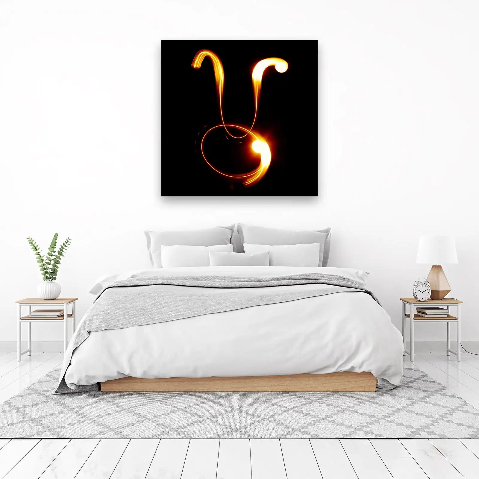 Golden Taurus Zodiac Light Painting Wall Art