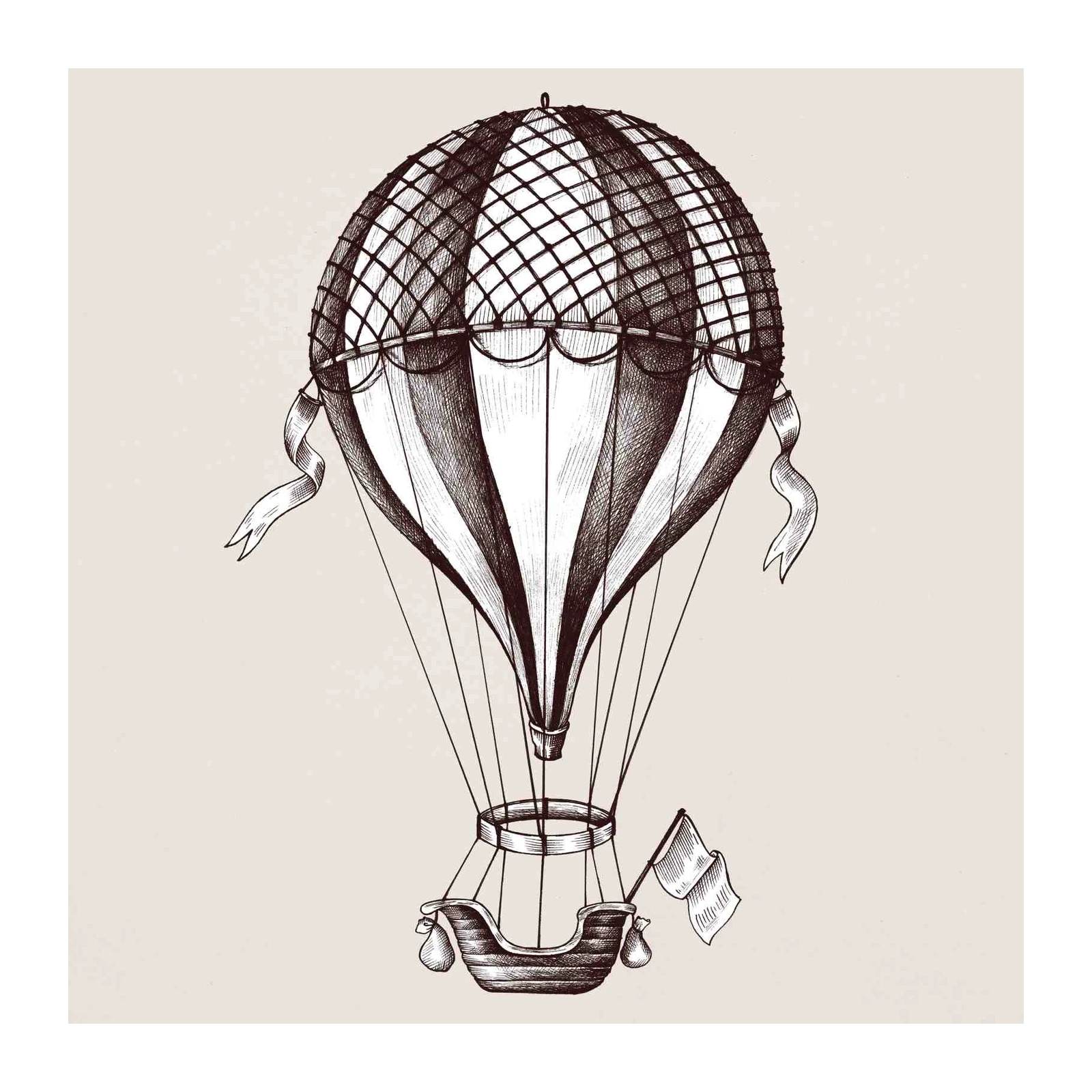 Vintage Hot Air Balloon Adventure Wall Art