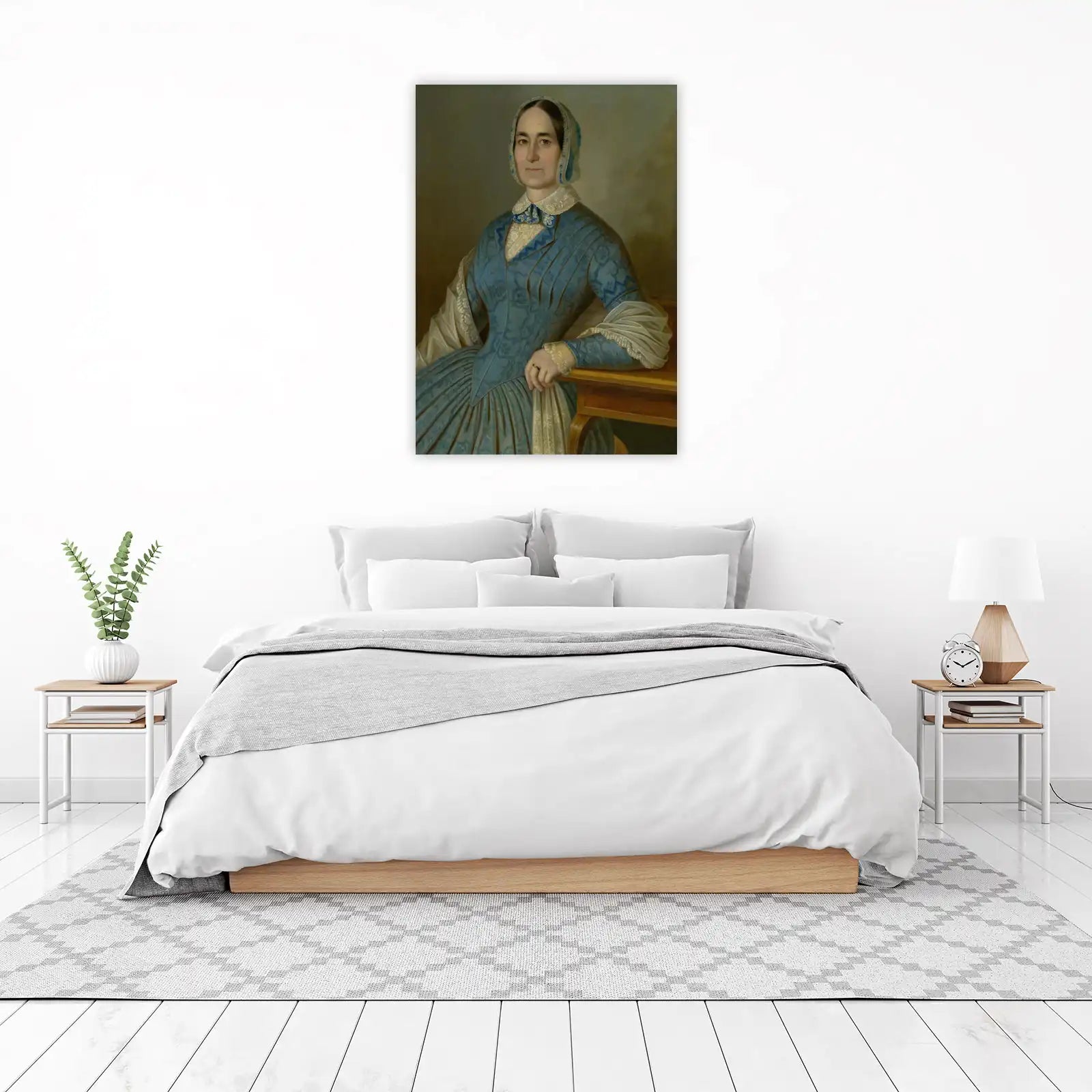 Elegant Blue Victorian Woman Portrait Wall Art