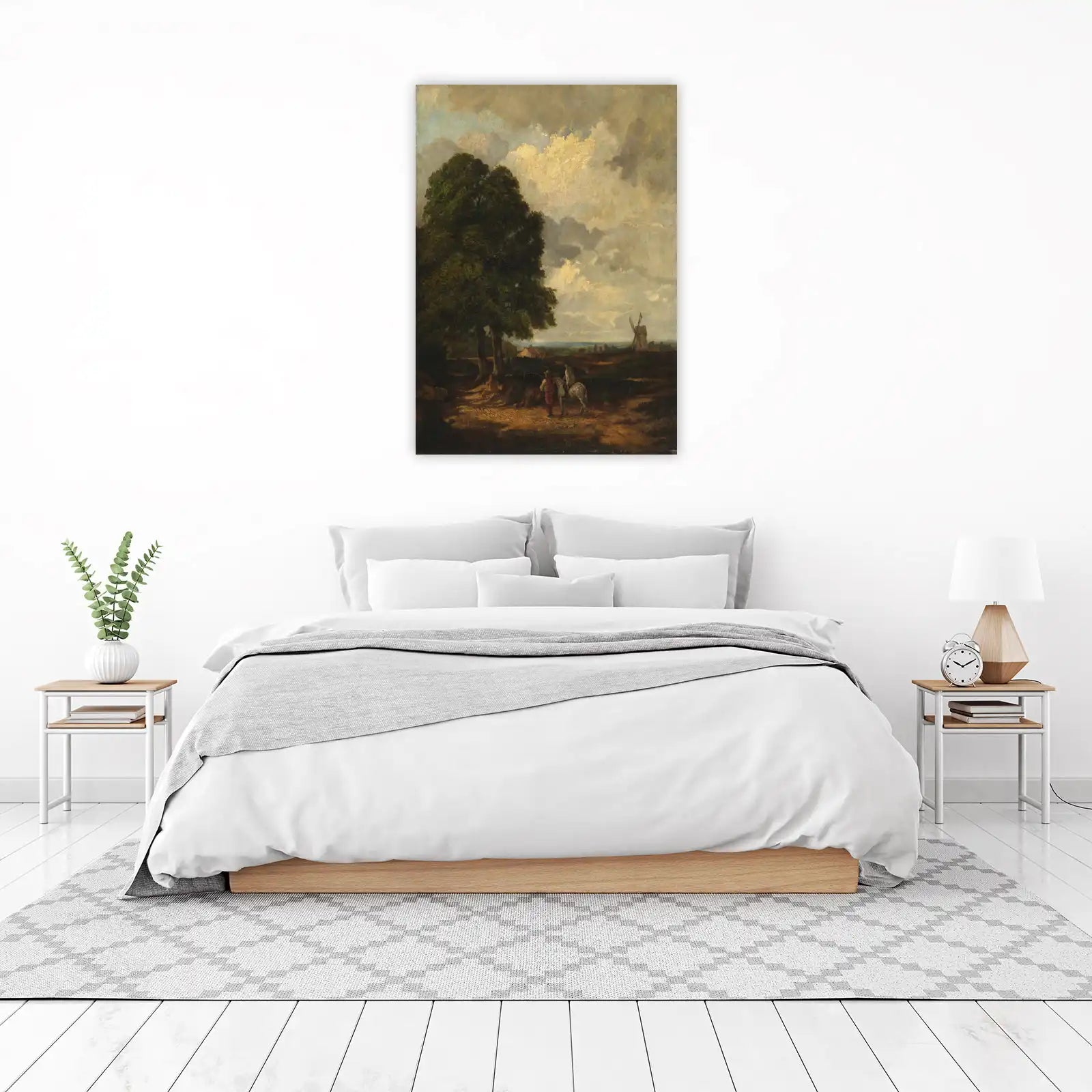 Classic Landscape Horseback Riding Windmill Wall Art
