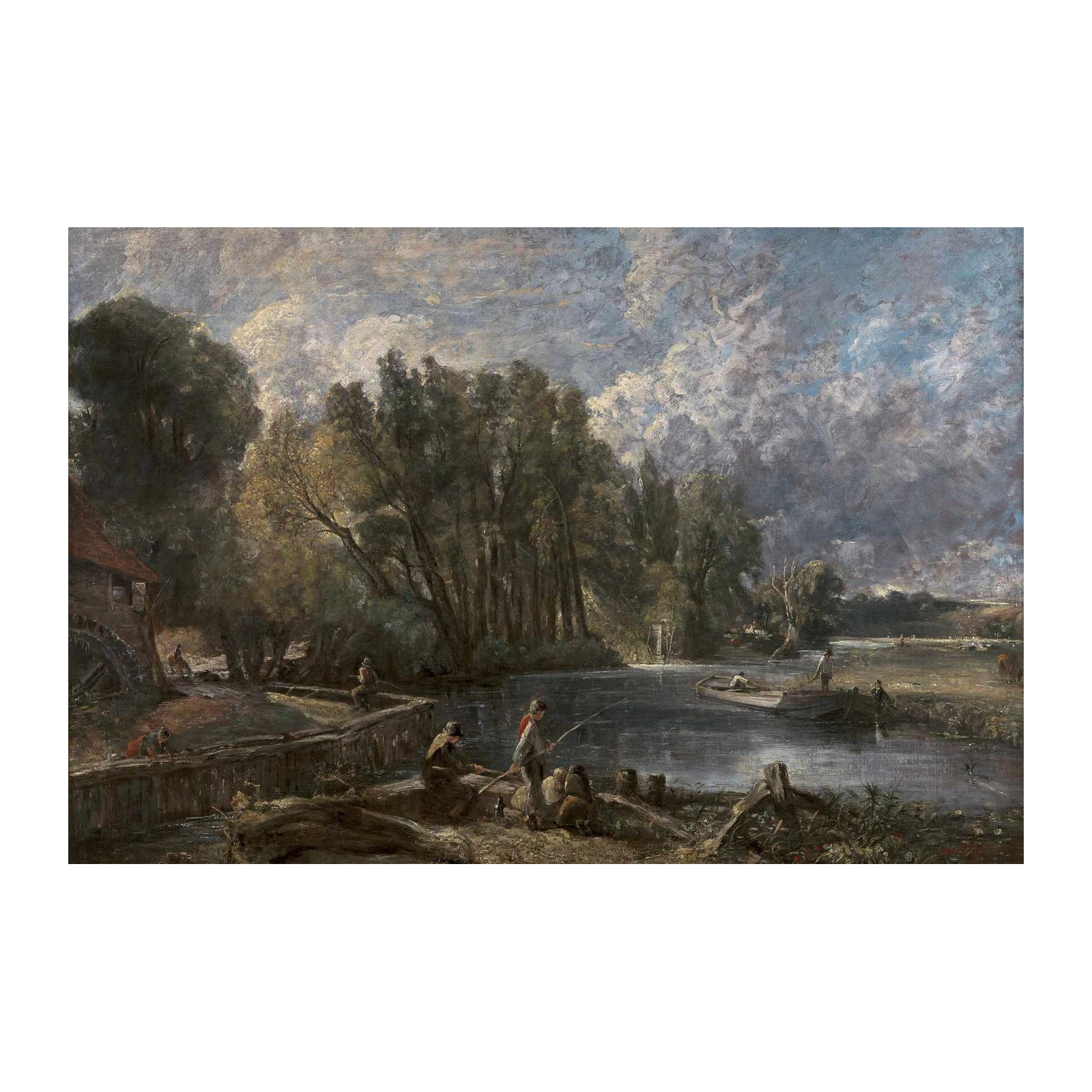 Pastoral River Scene Fishing Wall Art