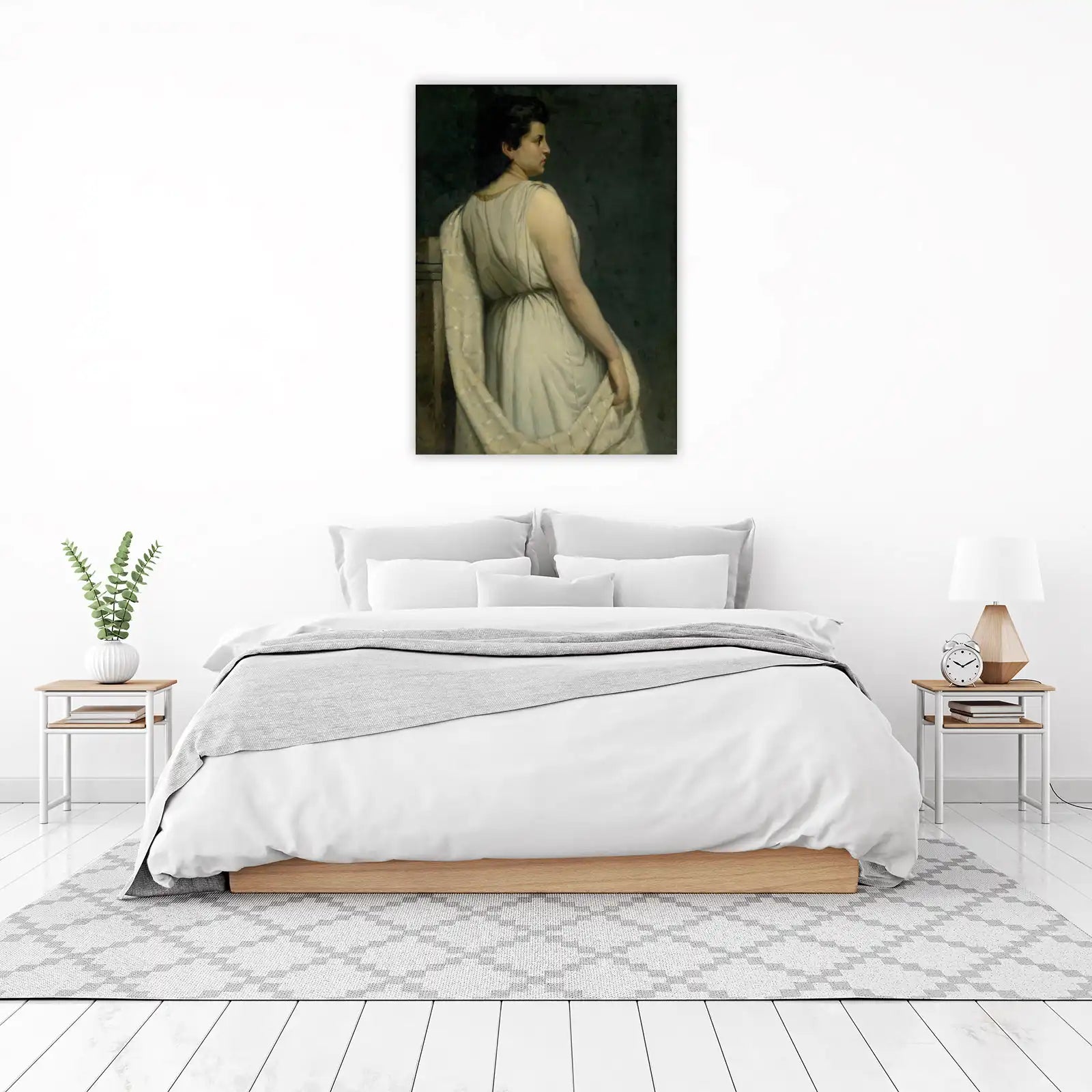 Elegant Woman in White Classic Wall Art