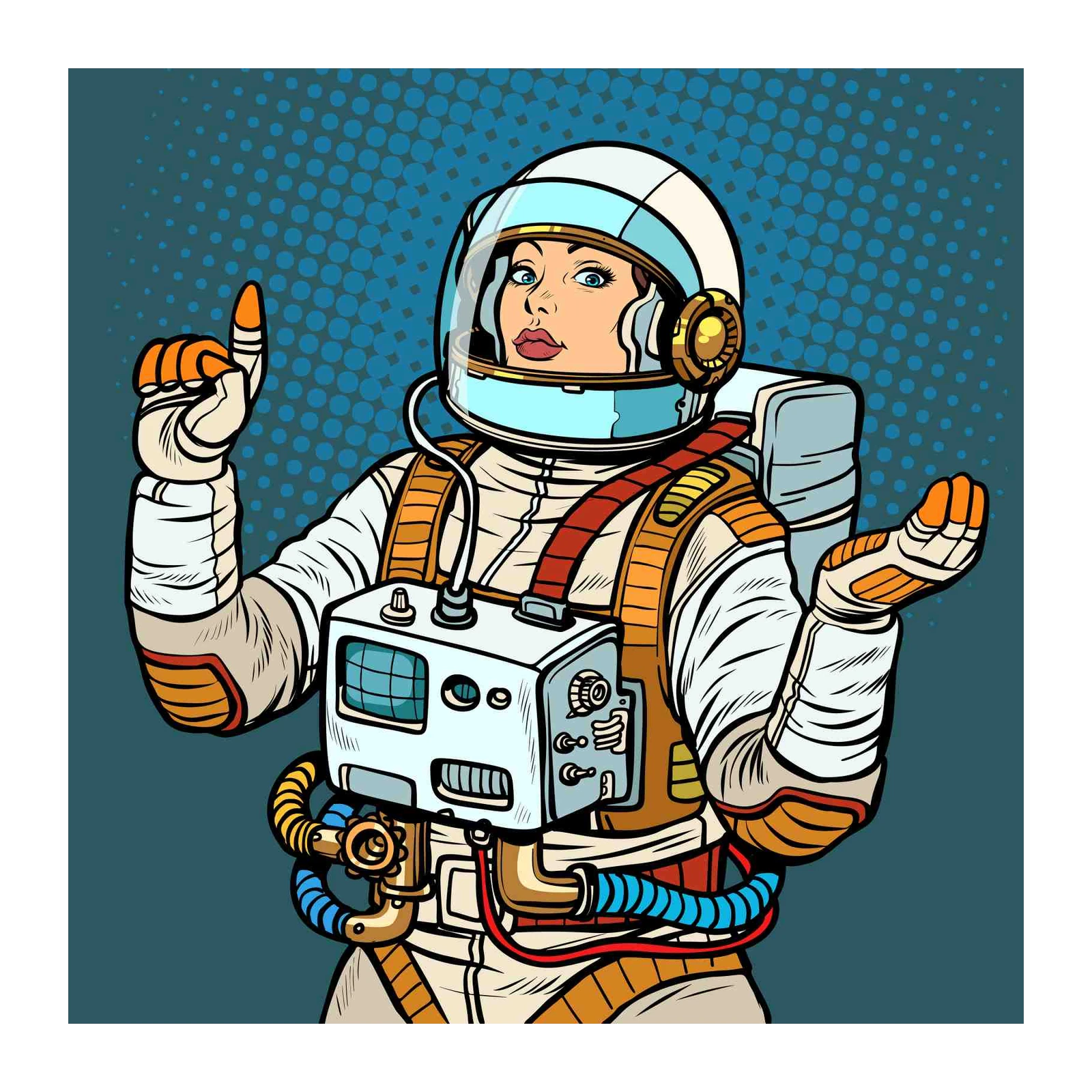 Retro Astronaut Woman Pop Art Wall Art