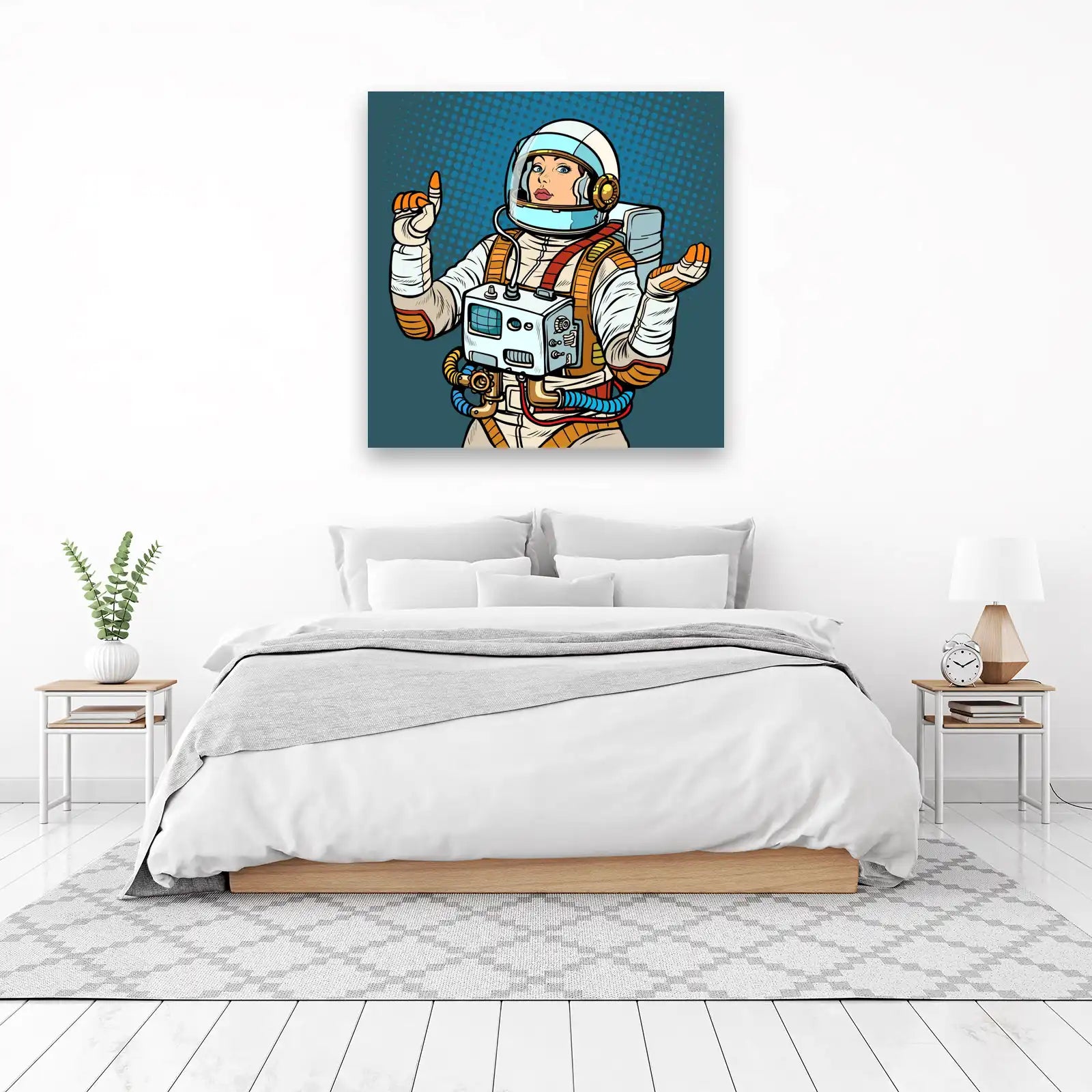 Retro Astronaut Woman Pop Art Wall Art