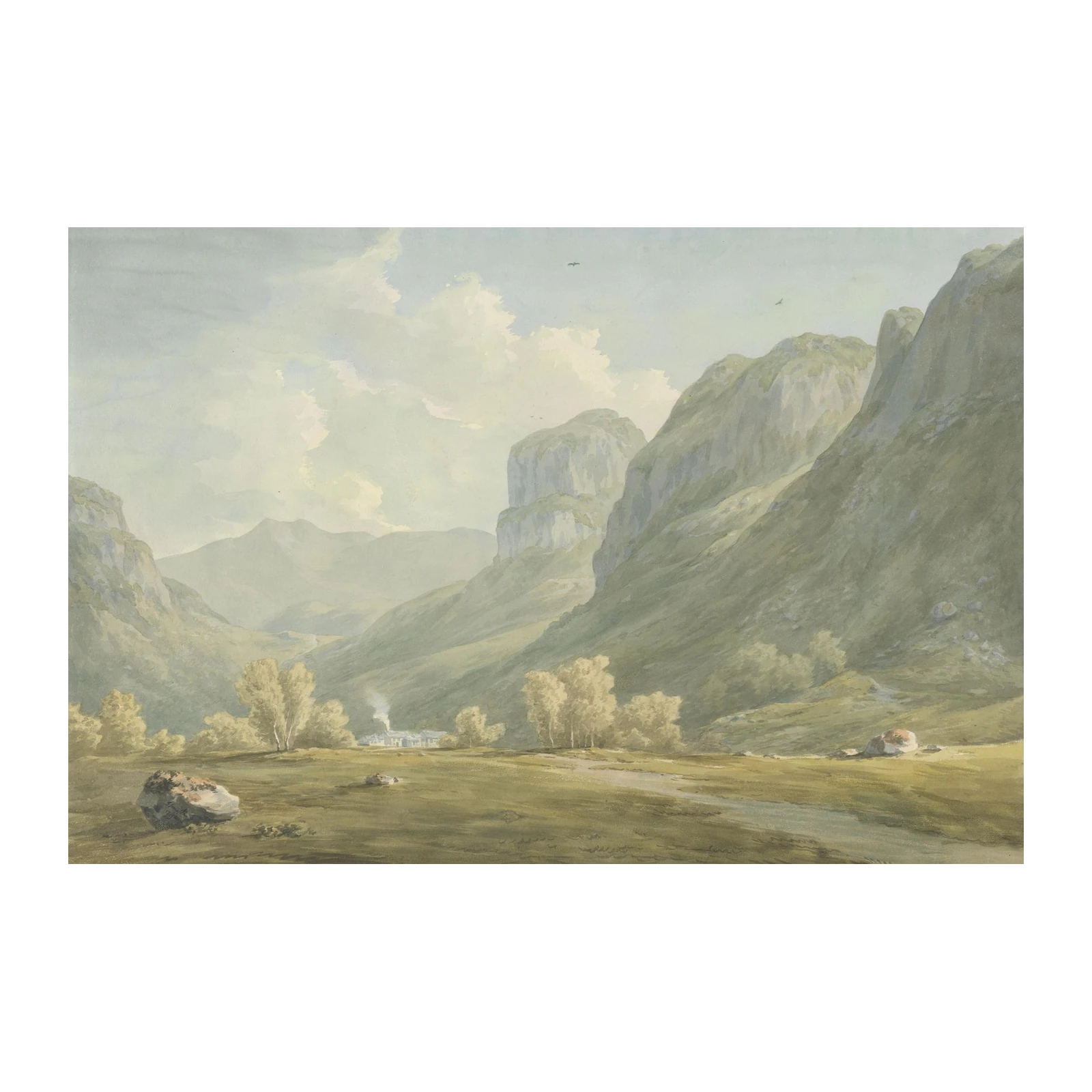 Serene Valley Landscape Majestic Mountains Wall Art