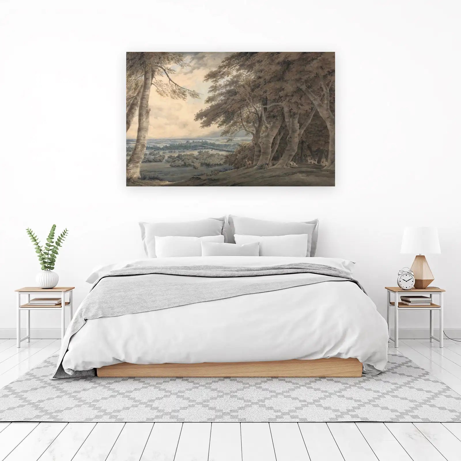 Serene Landscape with Castle & Deer Wall Art