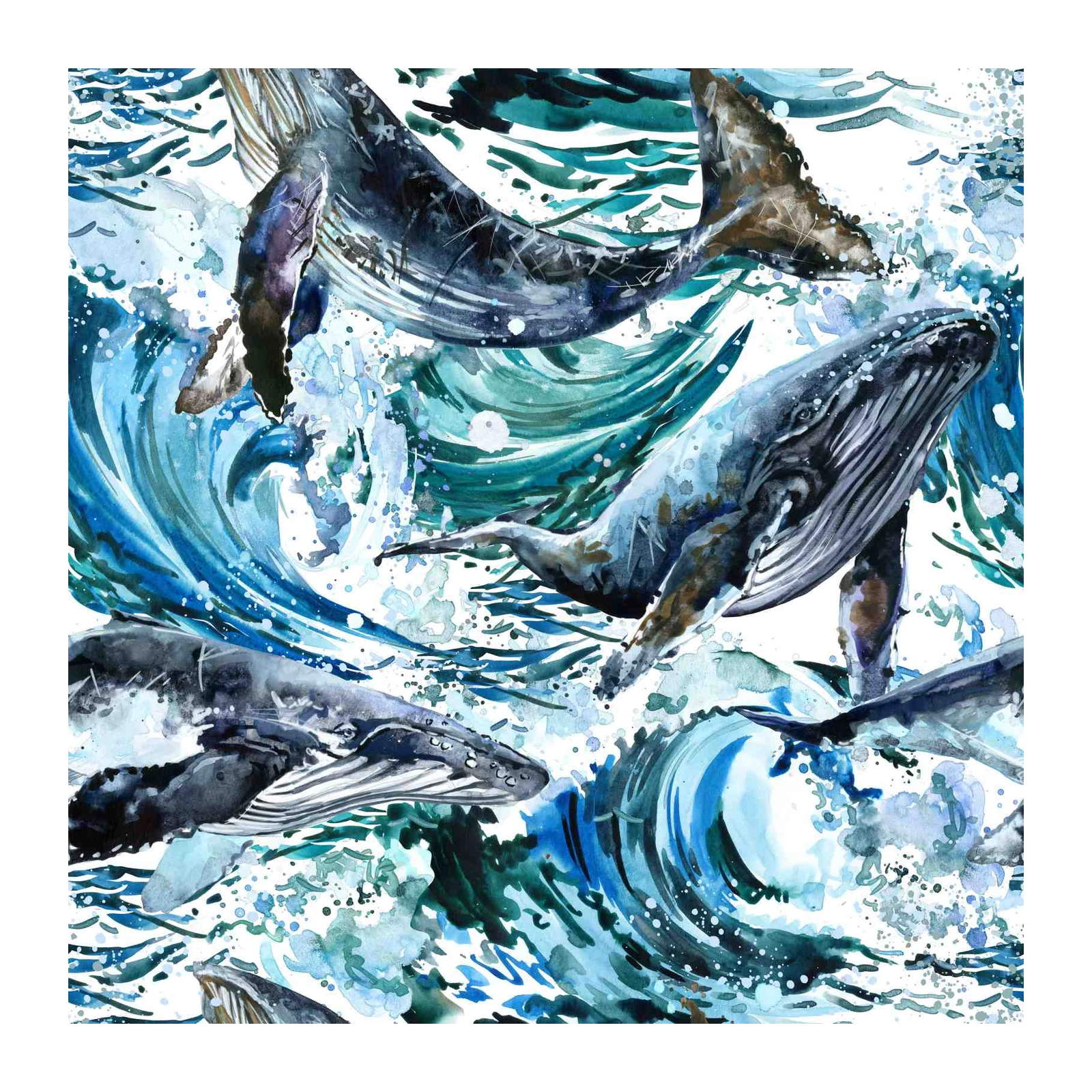 Majestic Whales Ocean Splash Wall Art