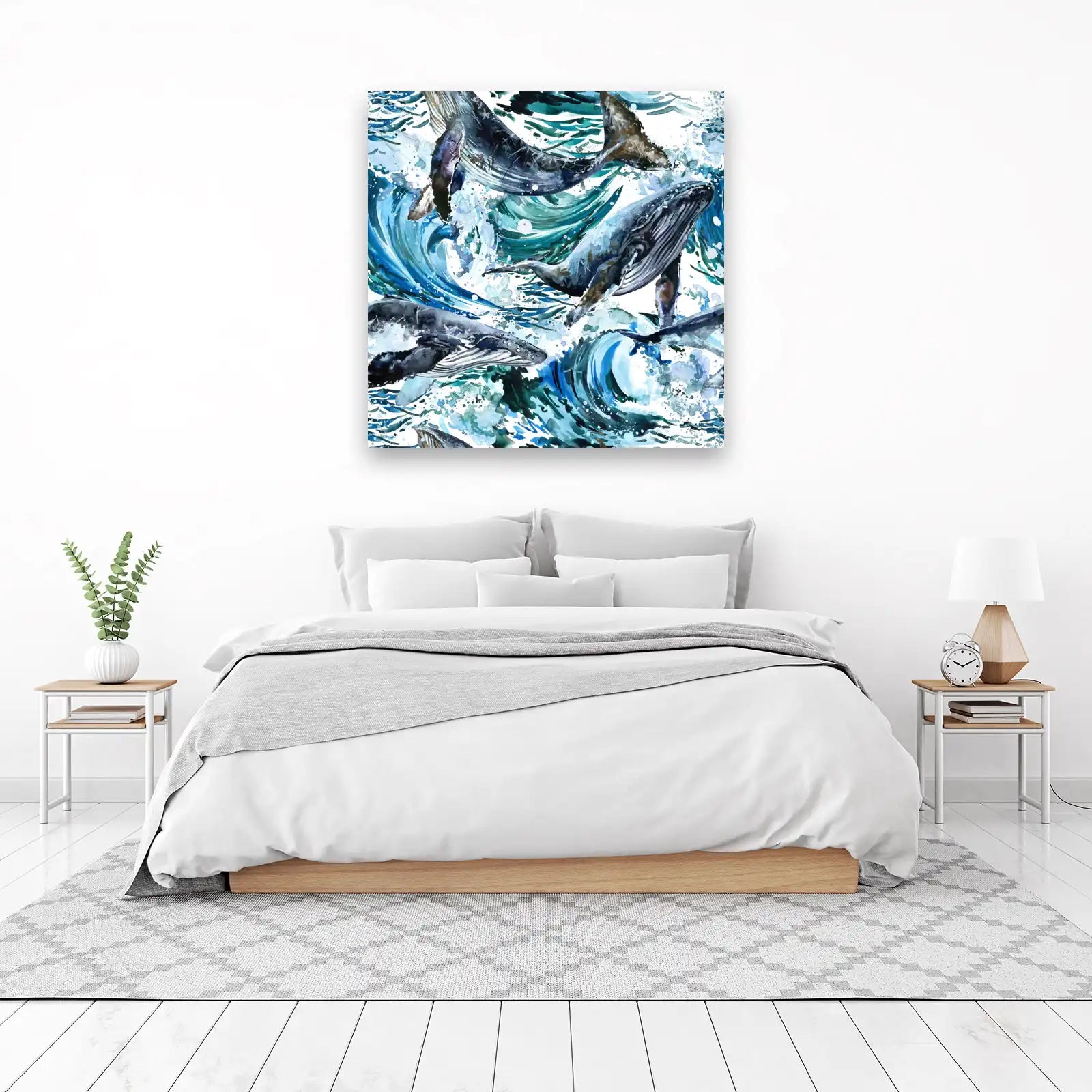 Majestic Whales Ocean Splash Wall Art
