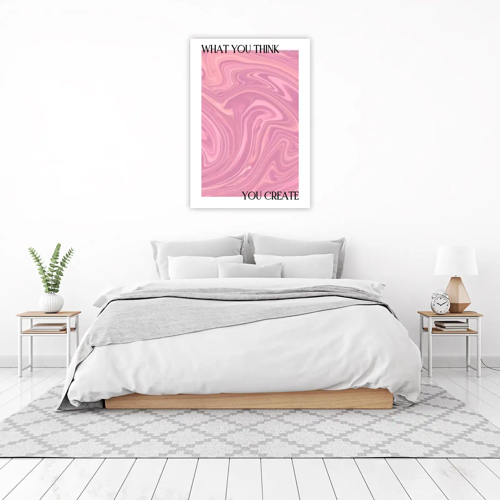 Abstract Pink Swirl "What You Think Wall Art"