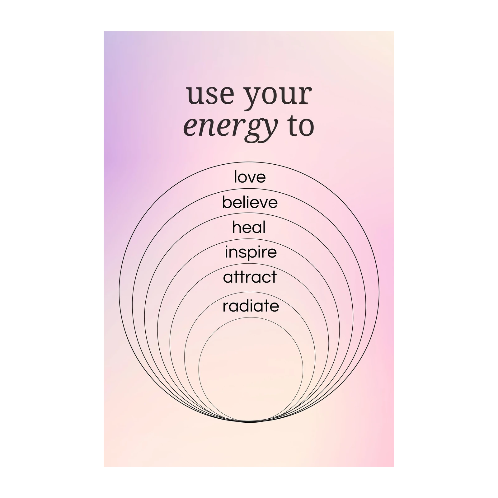 Inspiring Energy Gradient Affirmation Wall Art